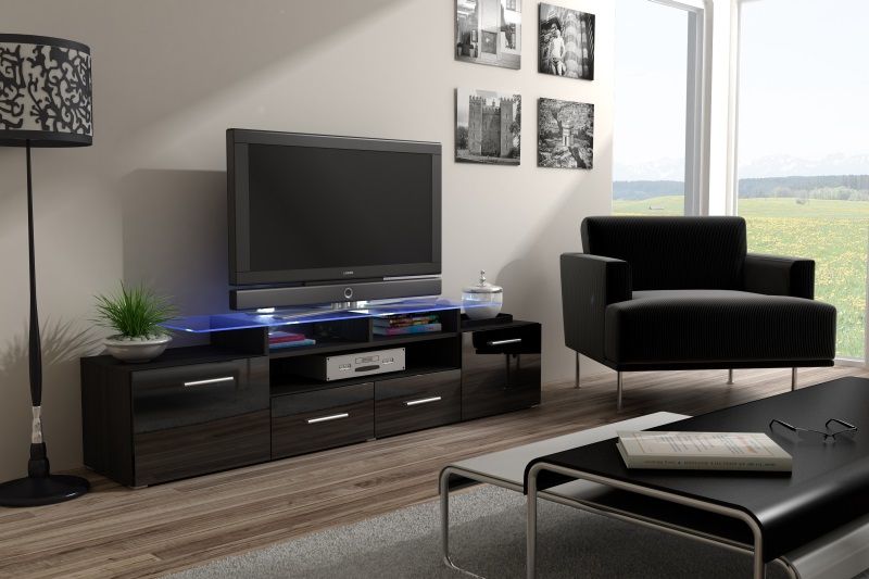 Cama TV stand EVORA 200 wenge/black gloss_1