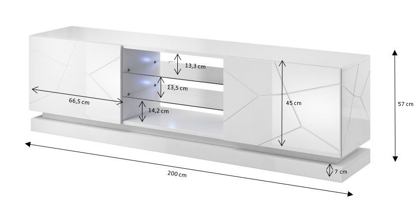 Cama TV cabinet QIU 200 MDF white gloss/white gloss_3