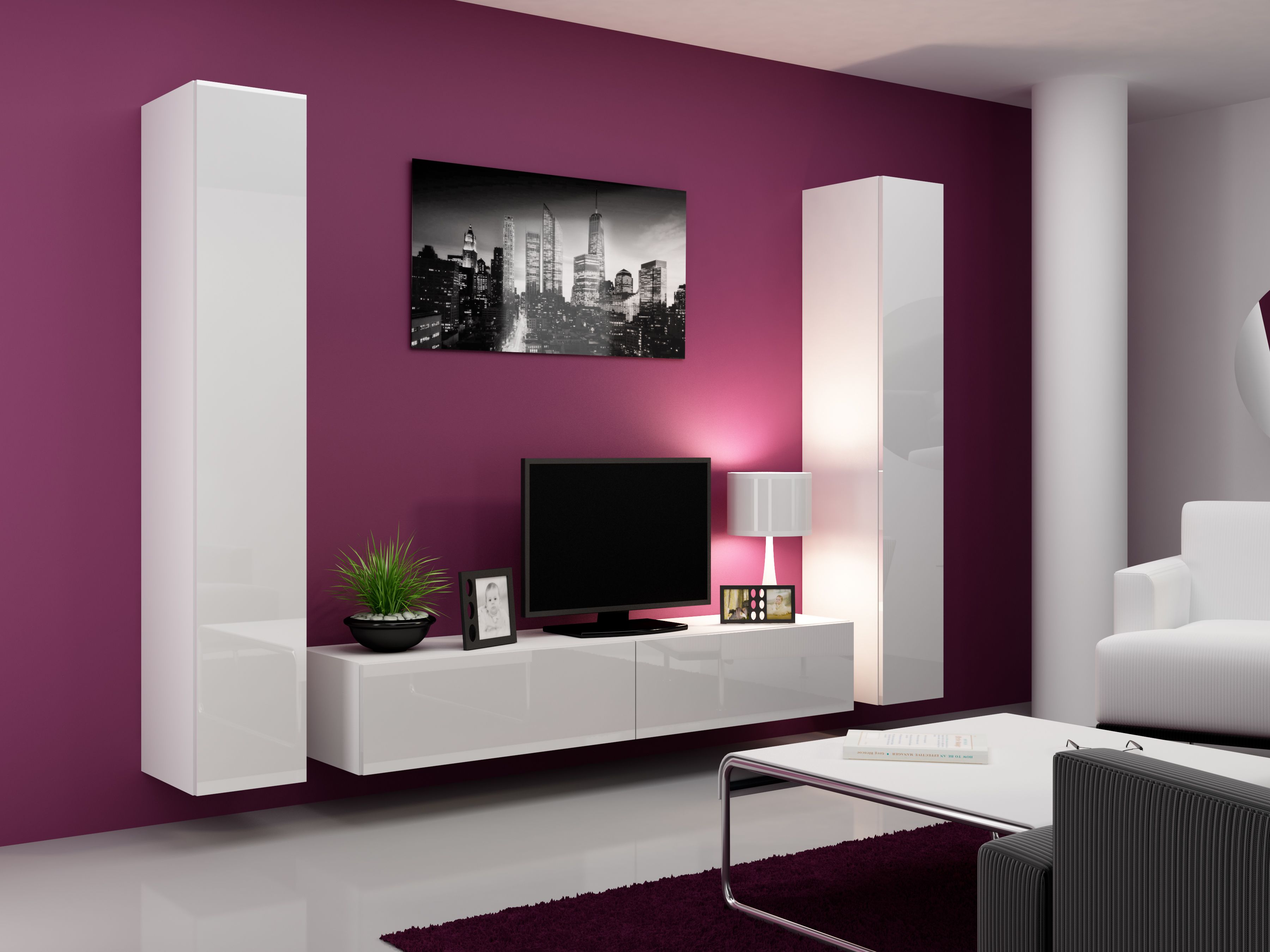 Cama TV Stand VIGO '180' 30/180/40 white/white gloss_15