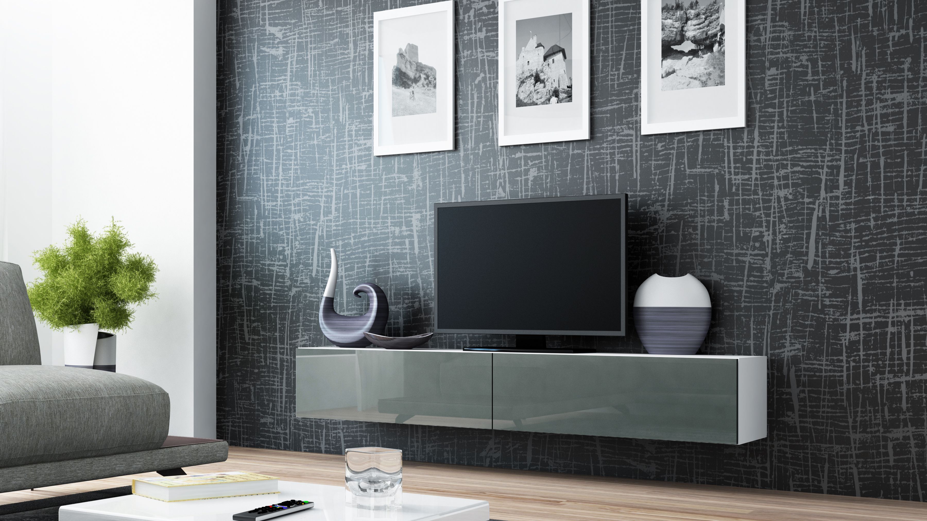 Cama TV Stand VIGO '180' 30/180/40 white/grey gloss_1
