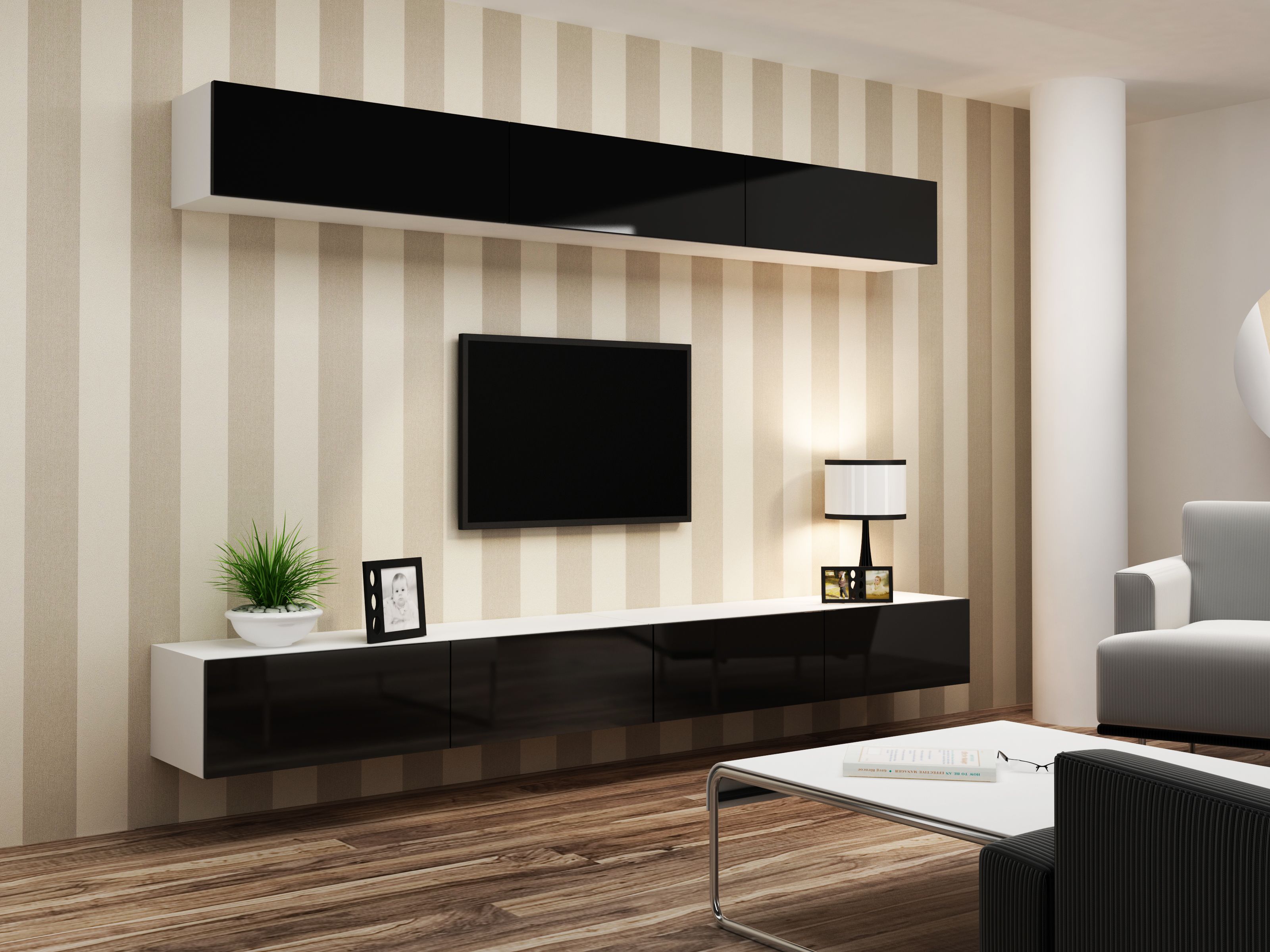 Cama TV stand VIGO 140 30/140/40 white/black gloss_14