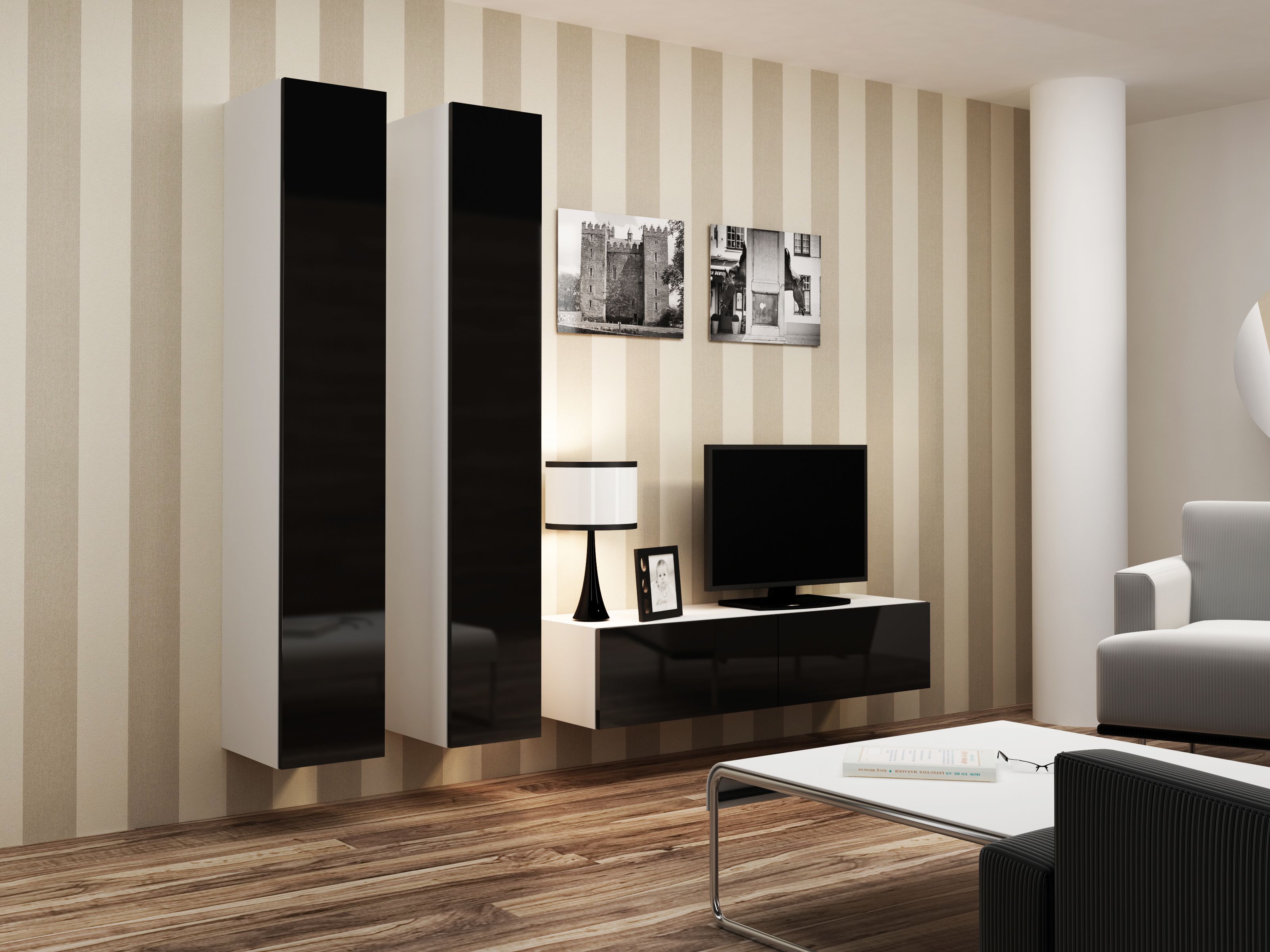 Cama TV stand VIGO 140 30/140/40 white/black gloss_3