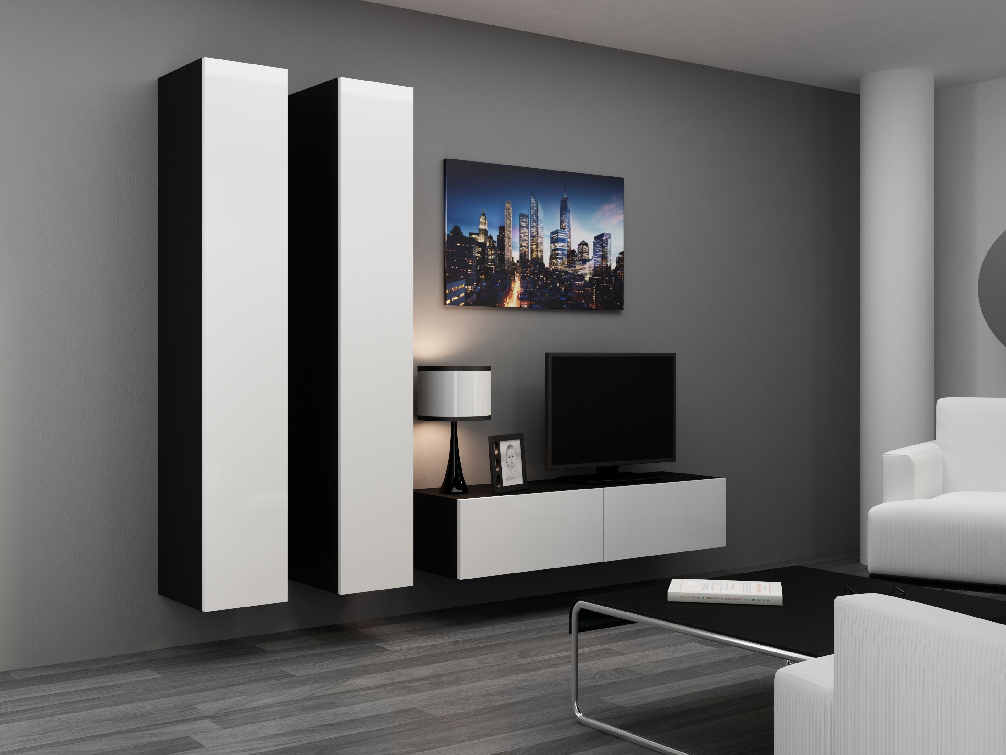 Cama TV stand VIGO 140 30/140/40 black/white gloss_2