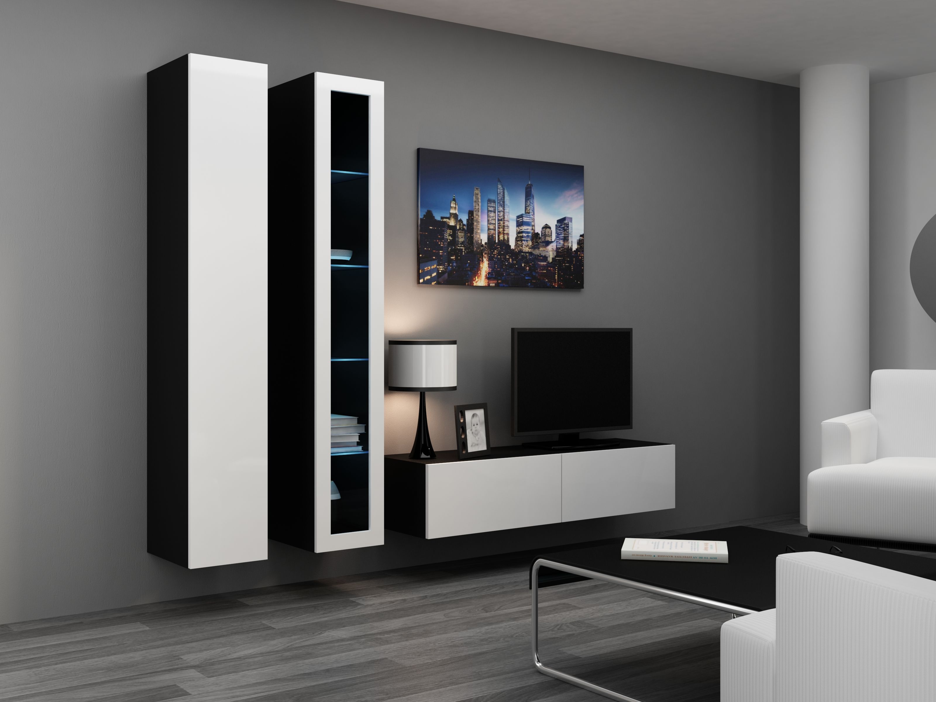 Cama TV stand VIGO 140 30/140/40 black/white gloss_12