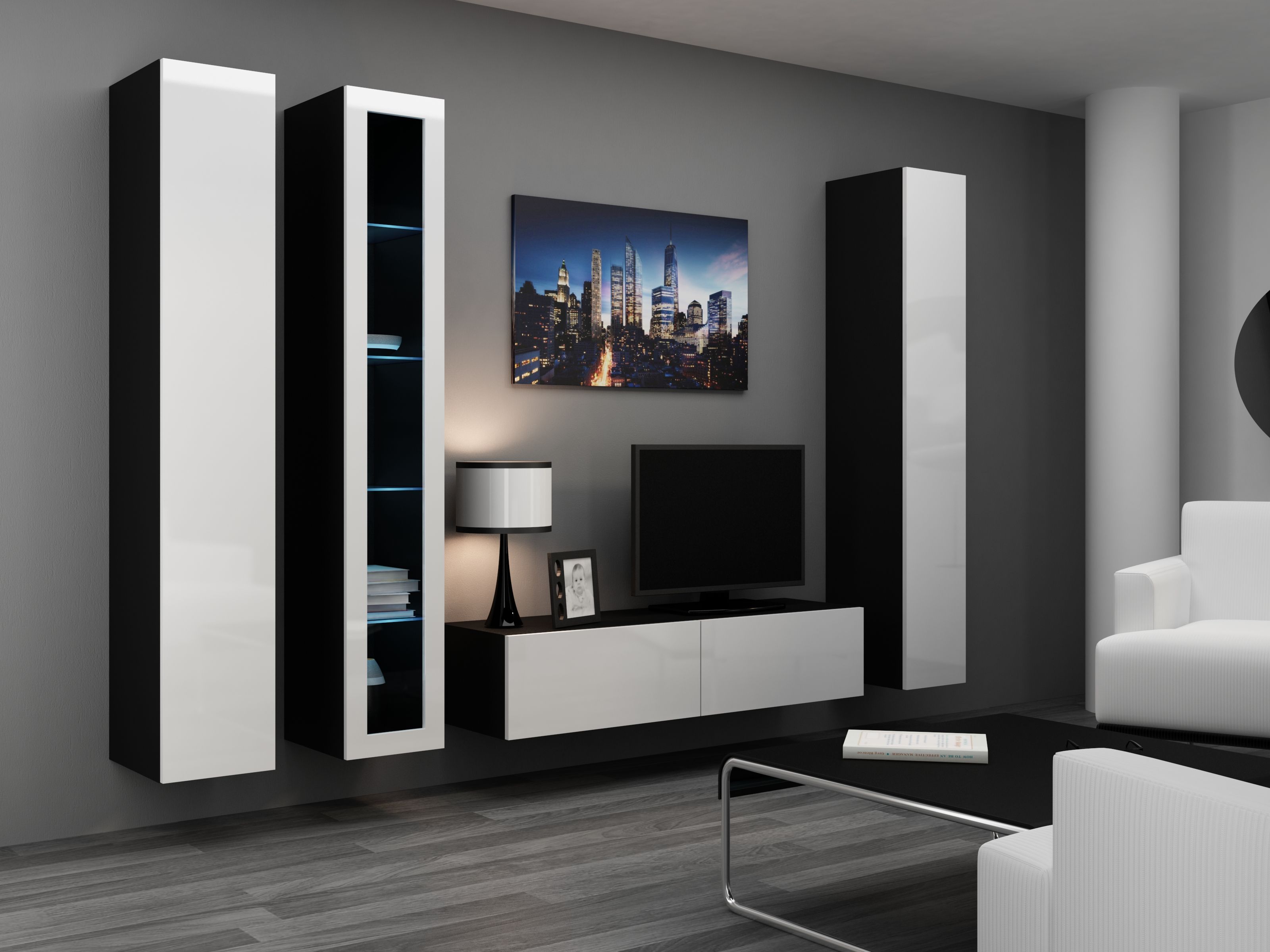 Cama TV stand VIGO 140 30/140/40 black/white gloss_14