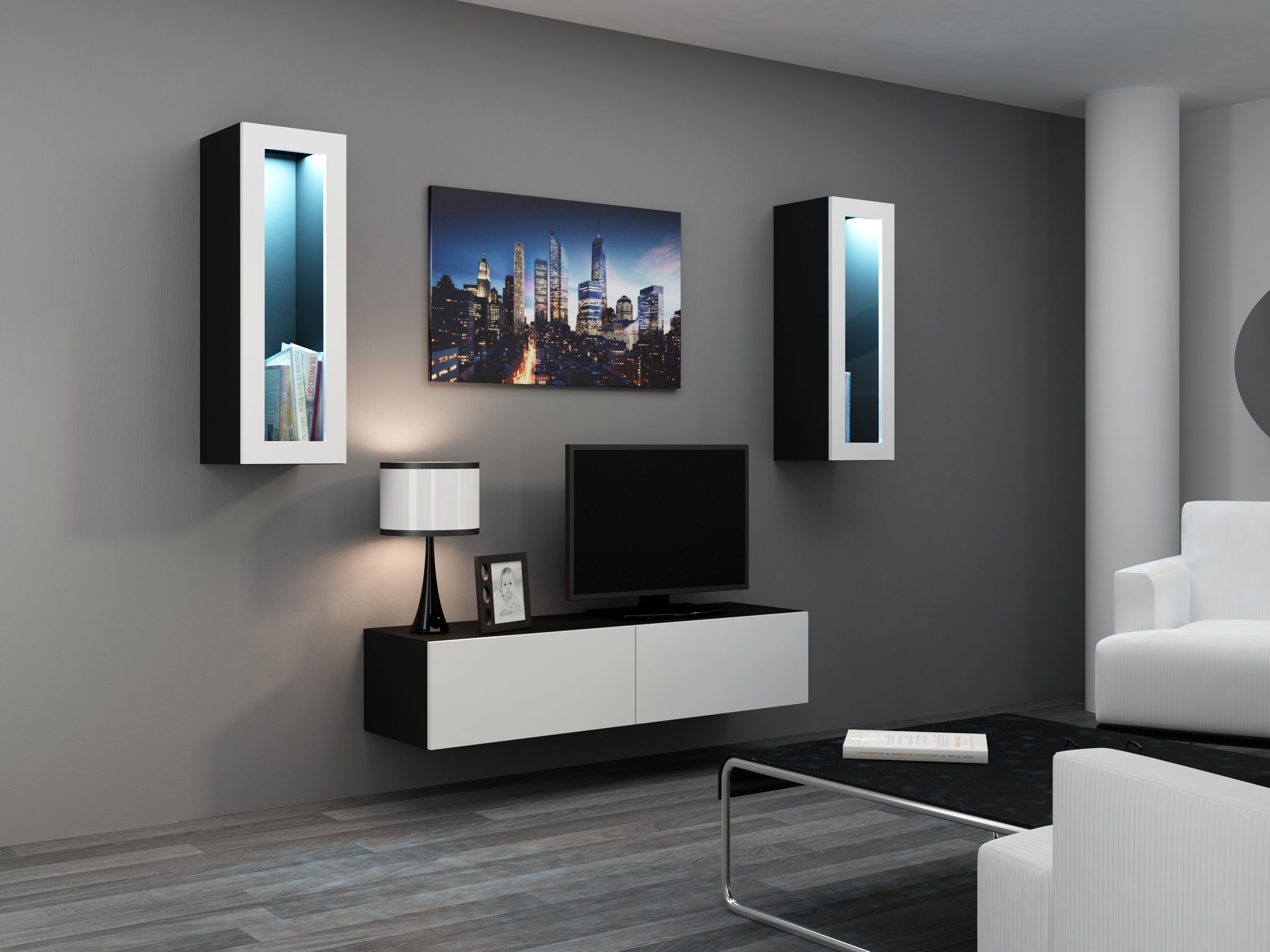 Cama TV stand VIGO 140 30/140/40 black/white gloss_4