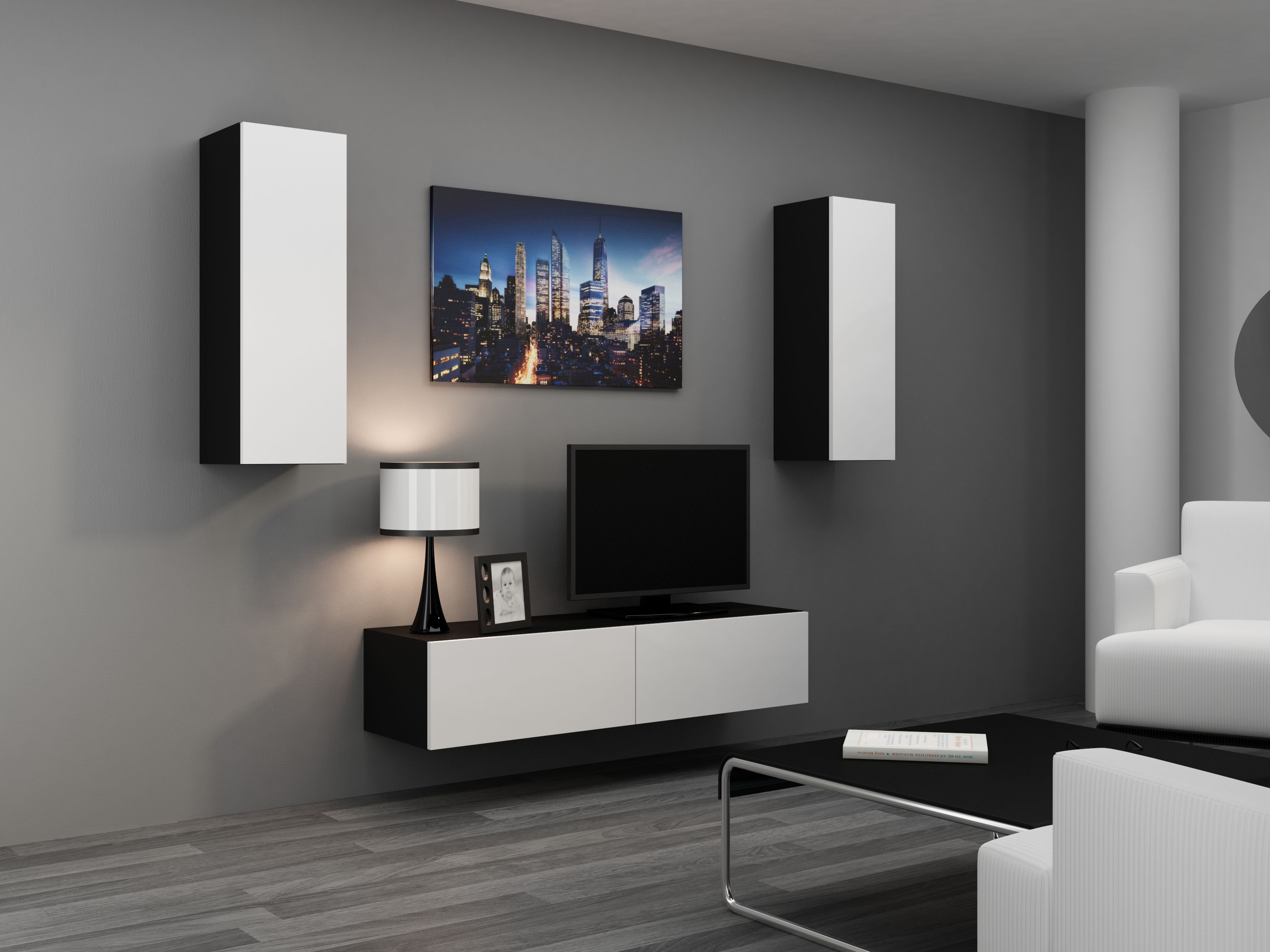 Cama TV stand VIGO 140 30/140/40 black/white gloss_5