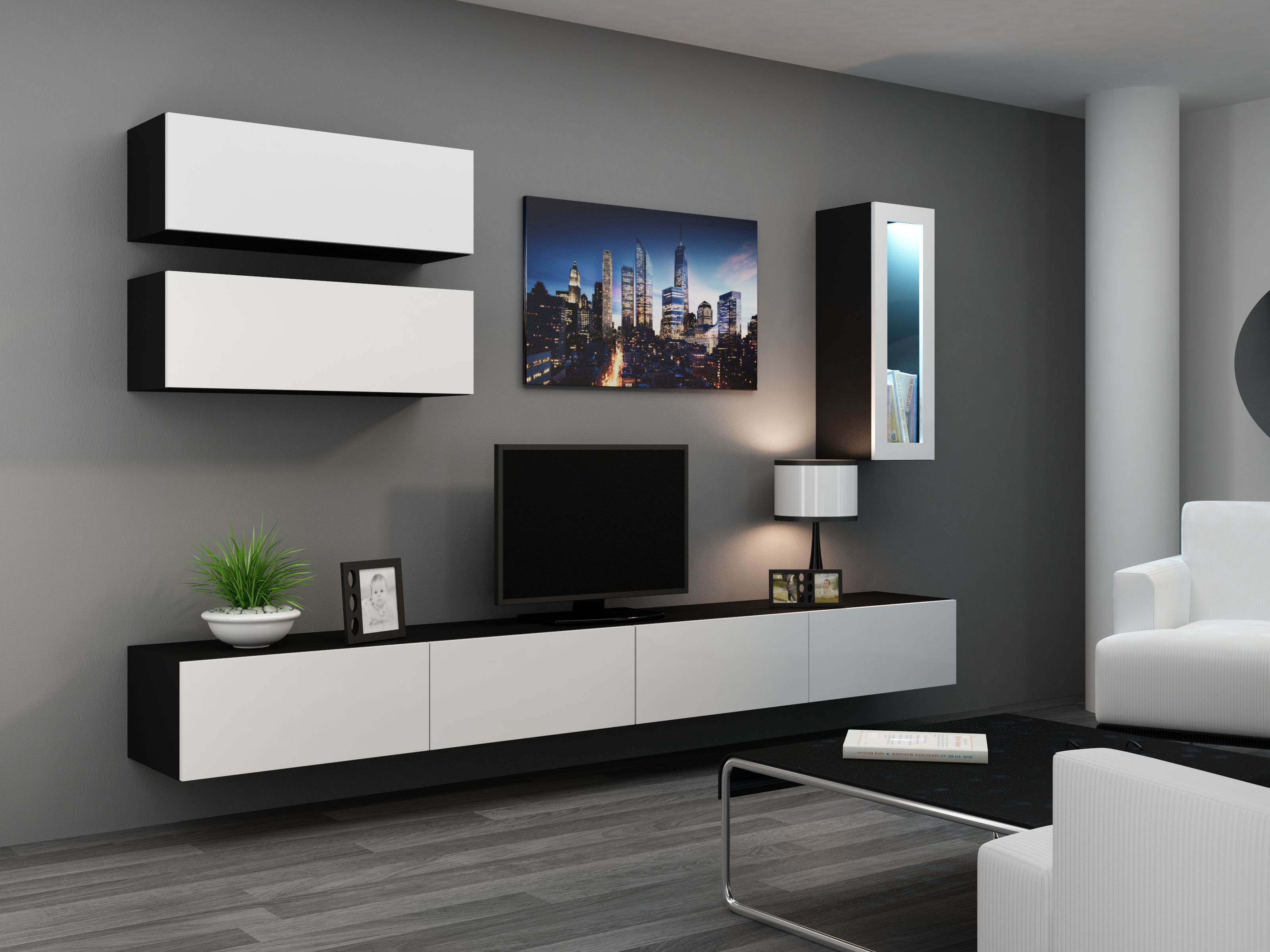 Cama TV stand VIGO 140 30/140/40 black/white gloss_9