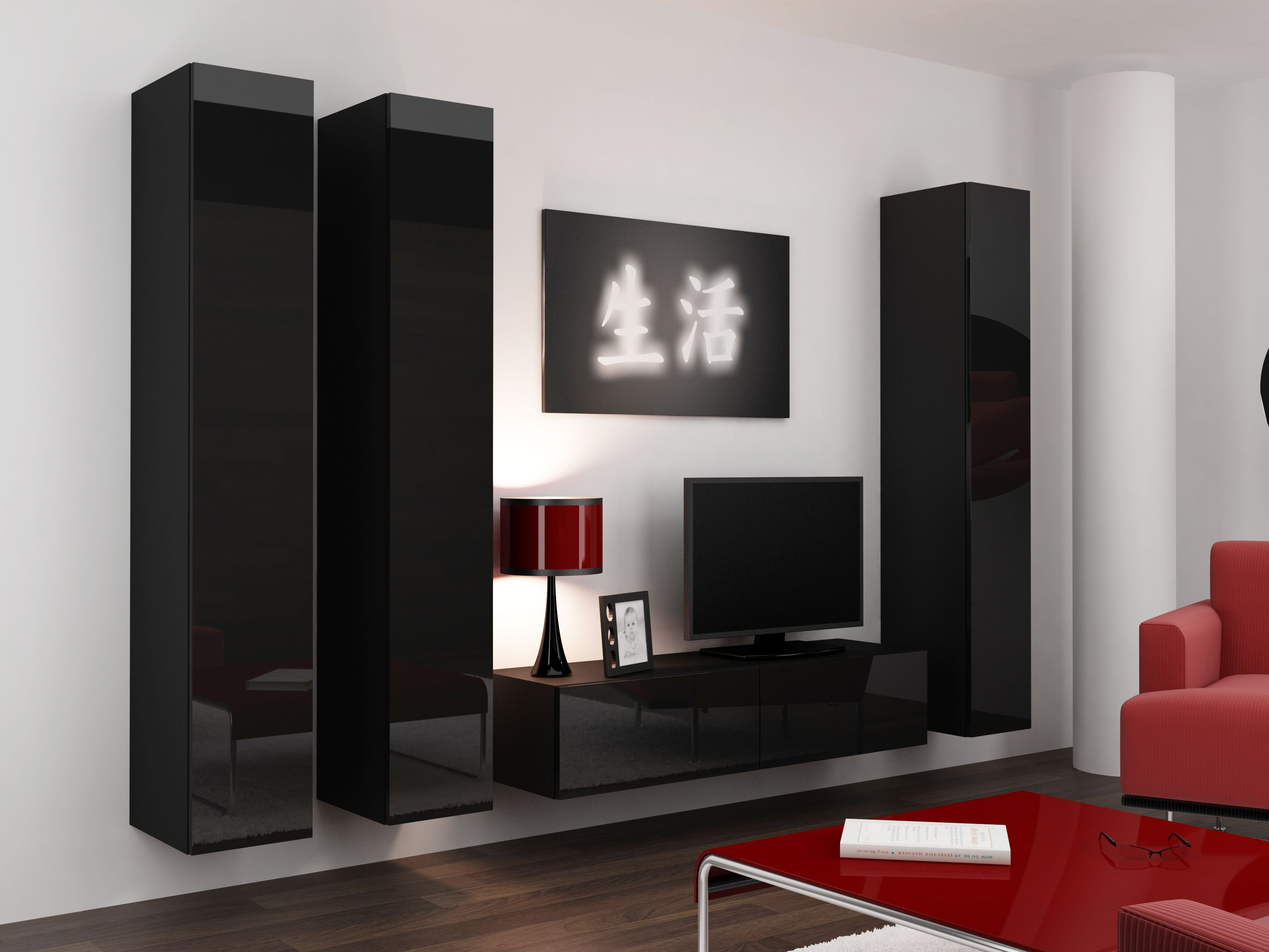 Cama TV stand VIGO 140 30/140/40 black/black gloss_14