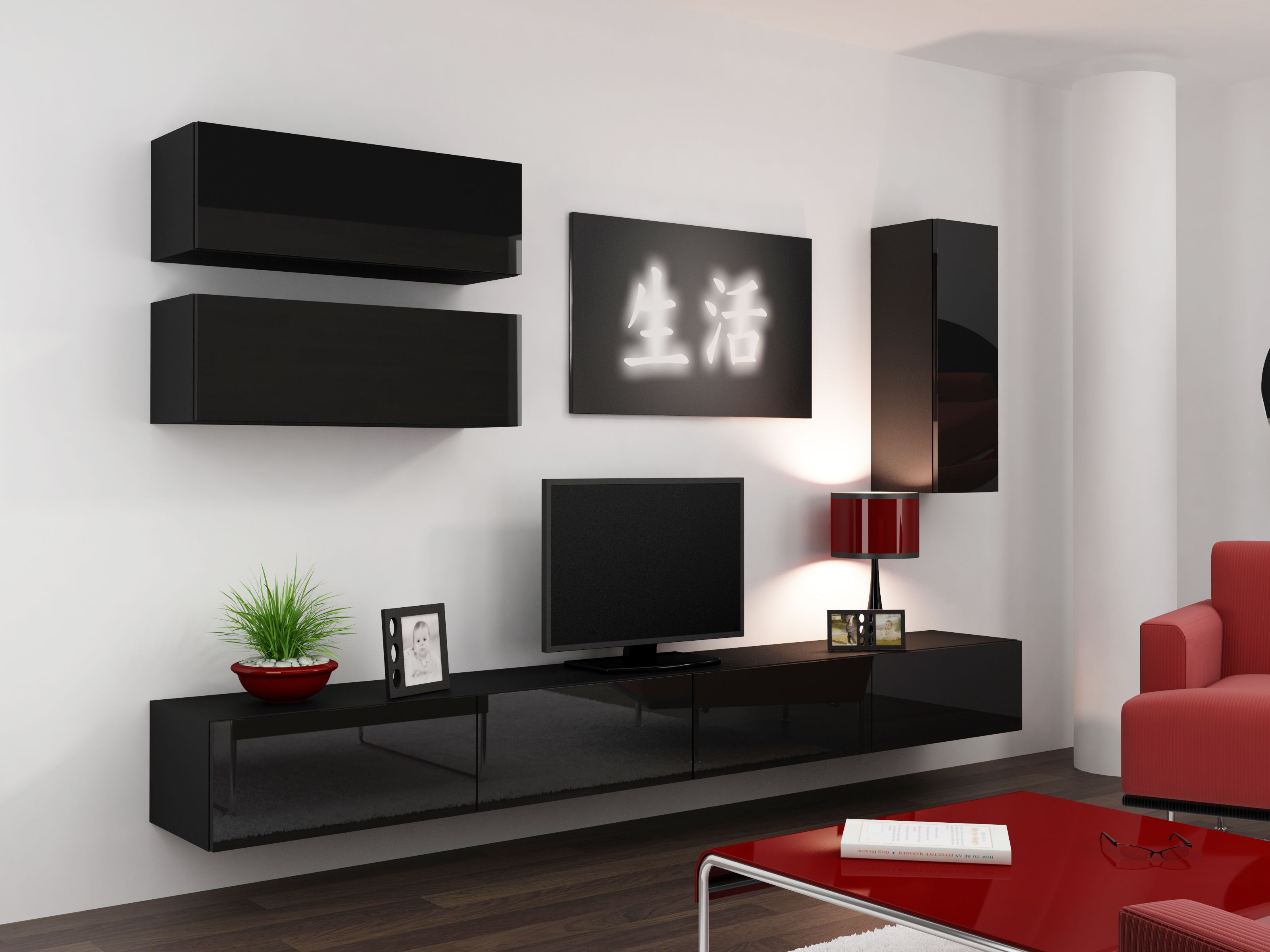 Cama TV stand VIGO 140 30/140/40 black/black gloss_7