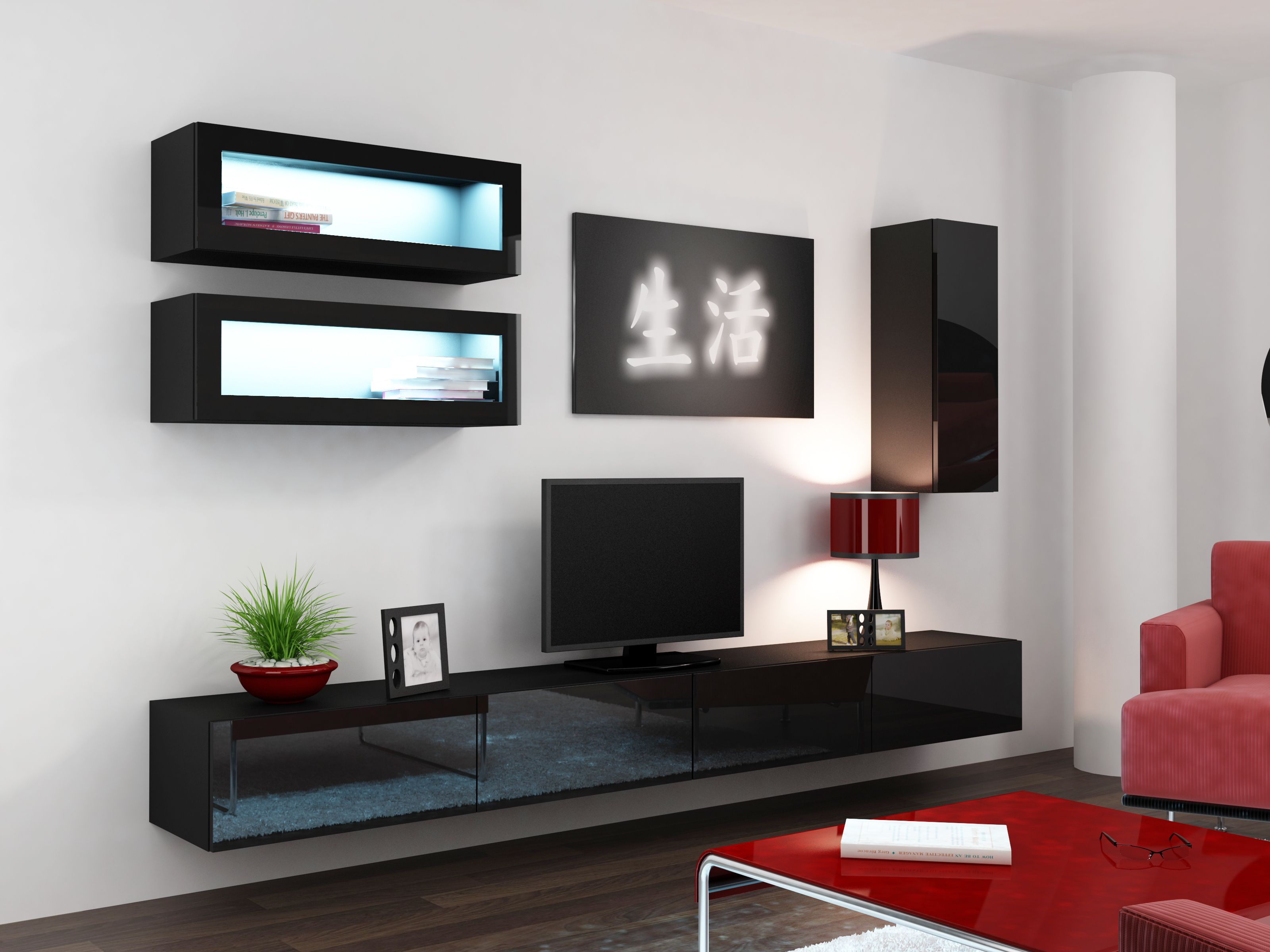 Cama TV stand VIGO 140 30/140/40 black/black gloss_9