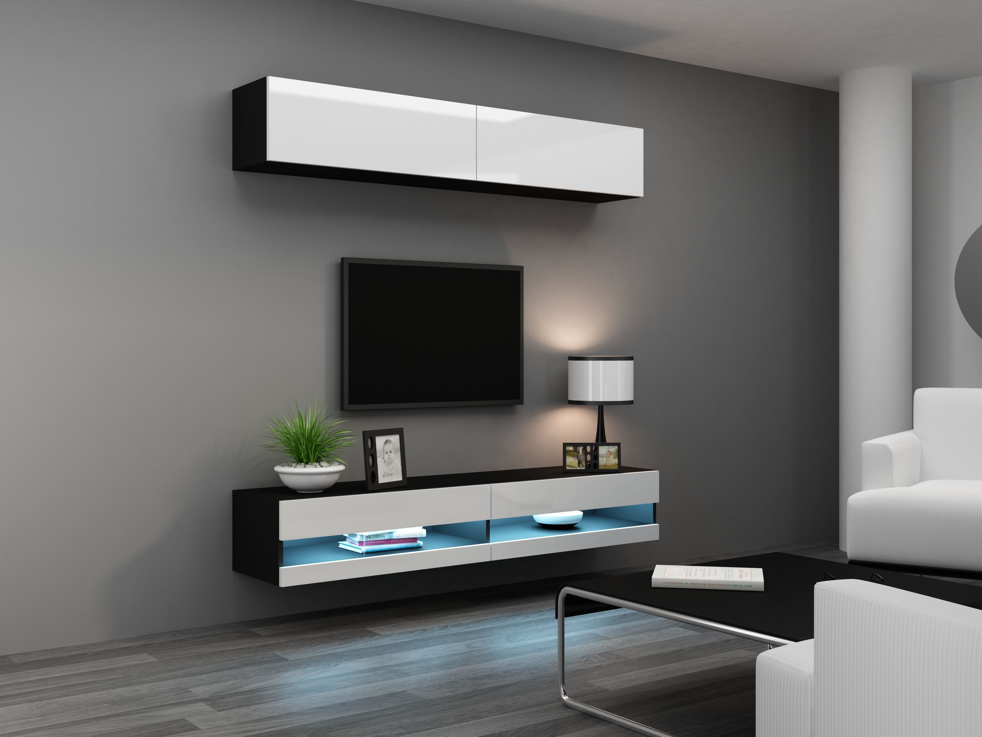 Cama TV stand VIGO NEW 30/140/40 black/white gloss_2