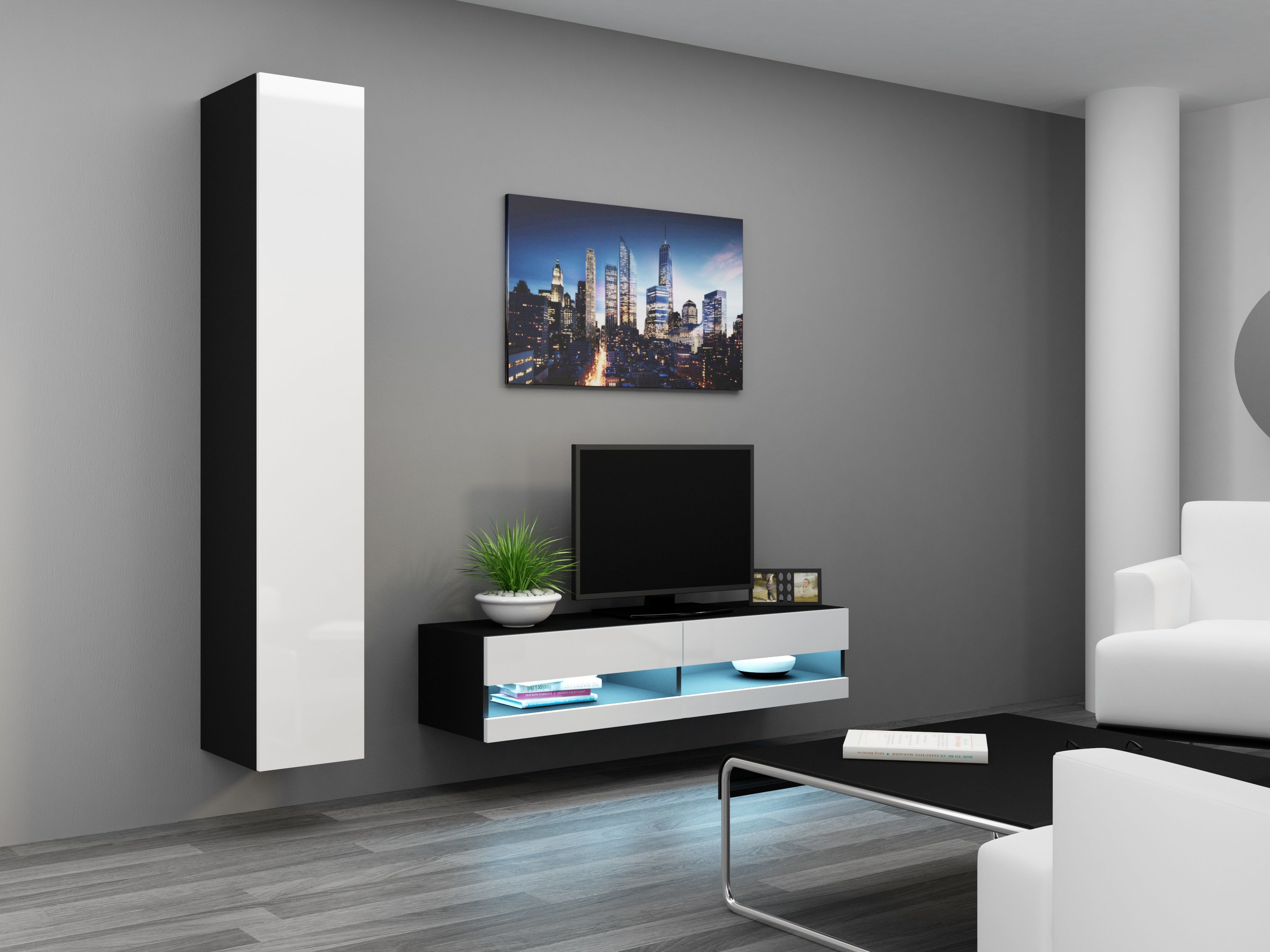 Cama TV stand VIGO NEW 30/140/40 black/white gloss_4