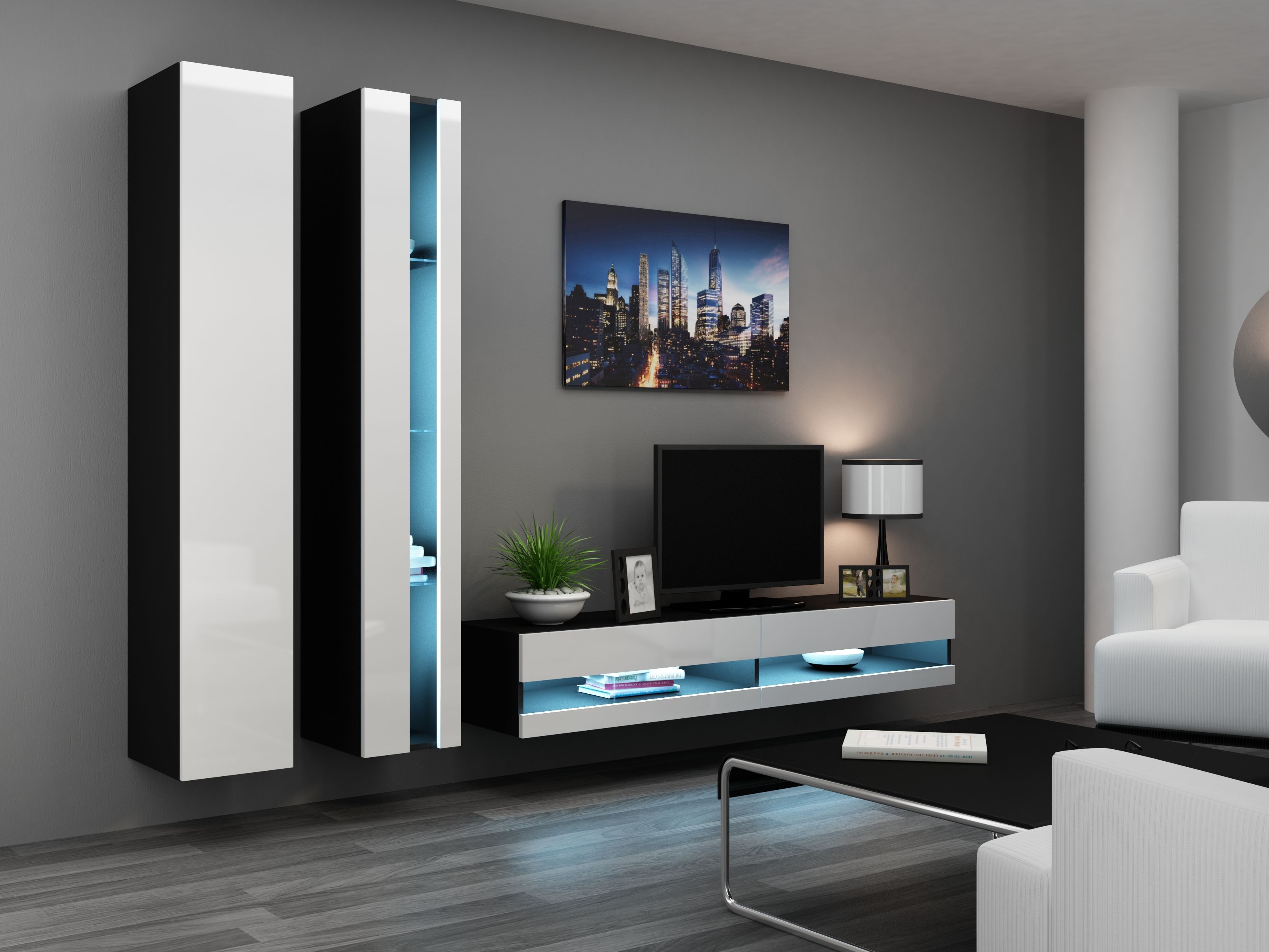 Cama TV stand VIGO NEW 30/140/40 black/white gloss_7
