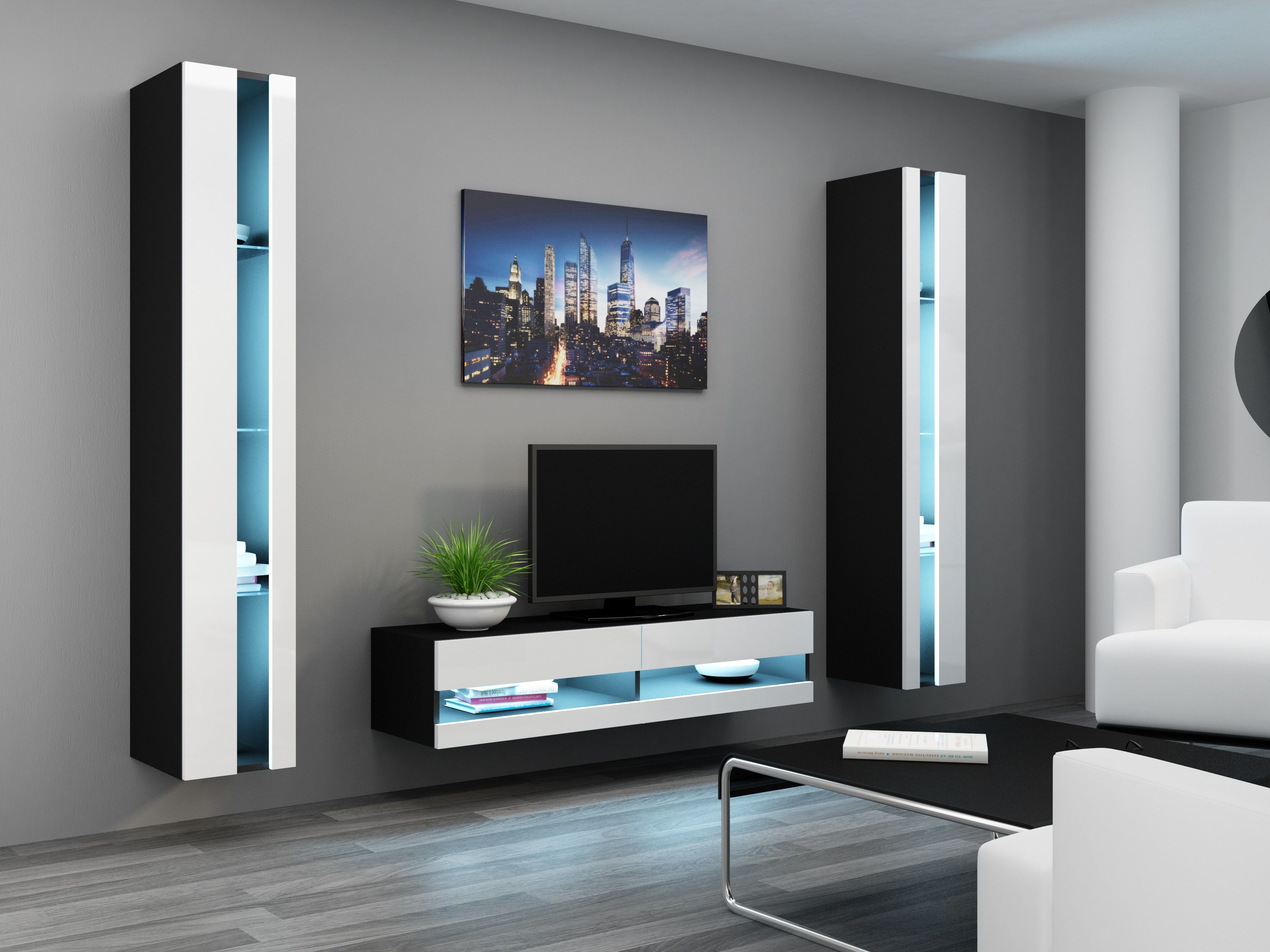 Cama TV stand VIGO NEW 30/140/40 black/white gloss_8