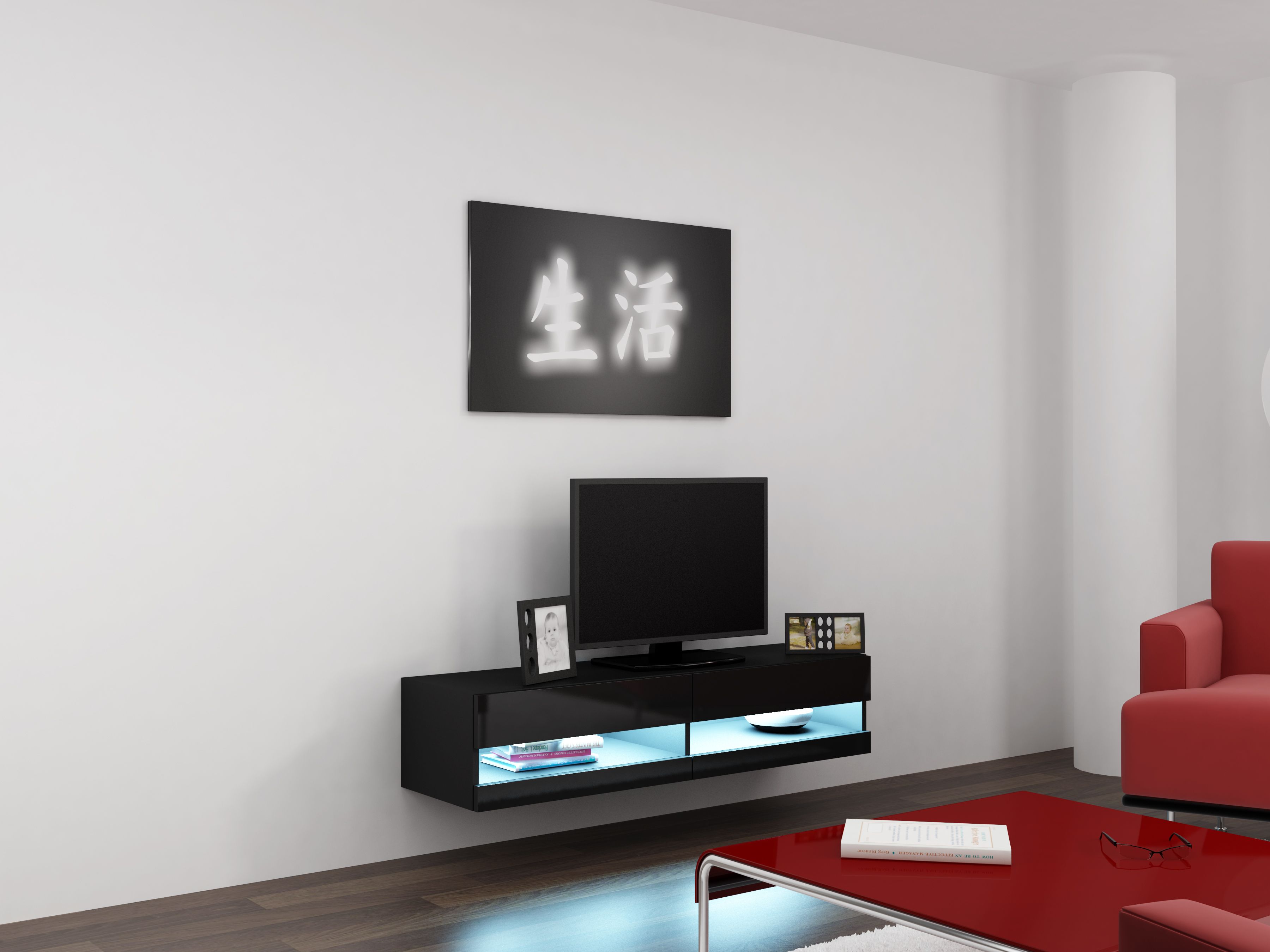 Cama TV stand VIGO NEW 30/140/40 black/black gloss_1