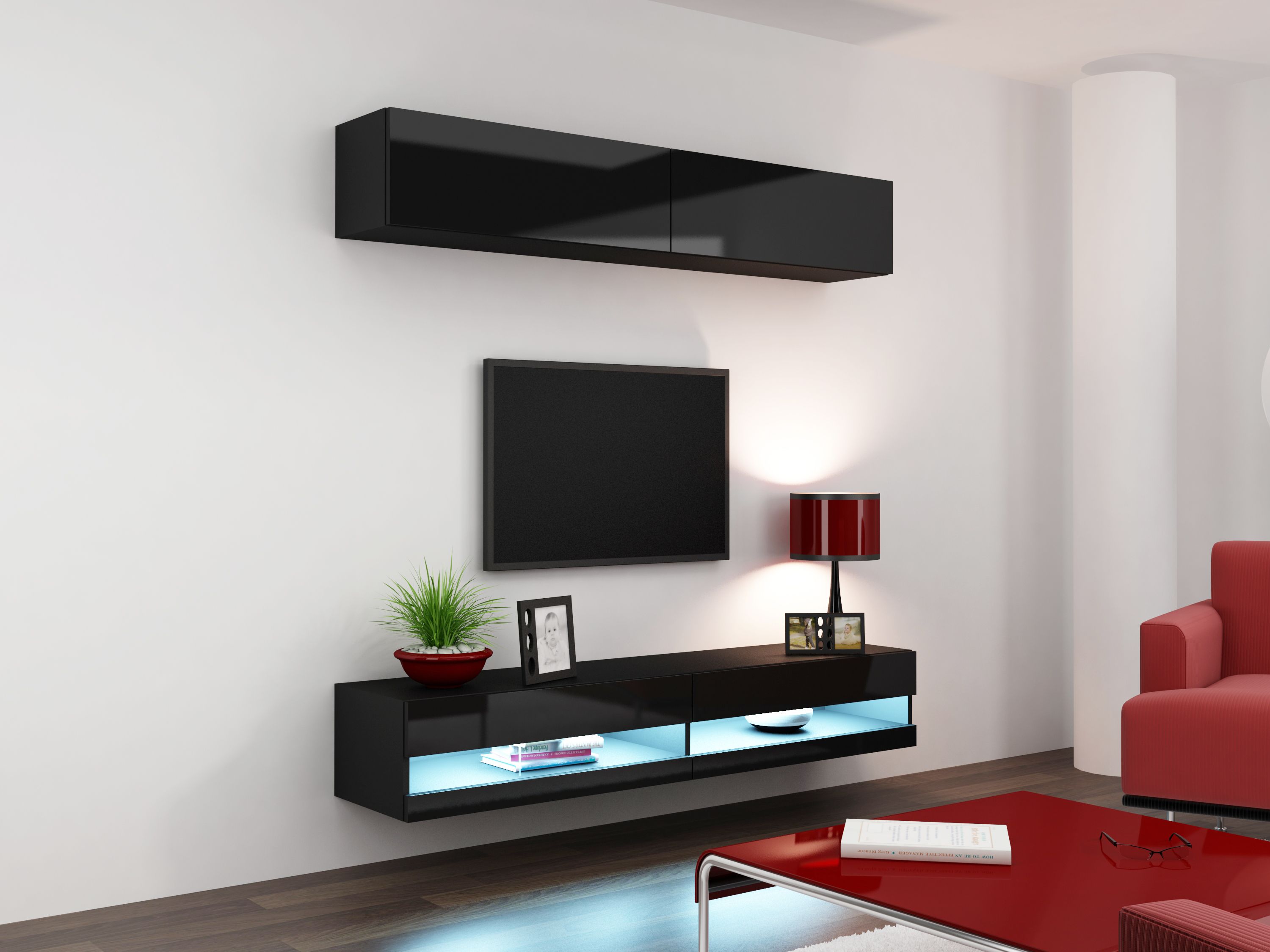 Cama TV stand VIGO NEW 30/140/40 black/black gloss_3