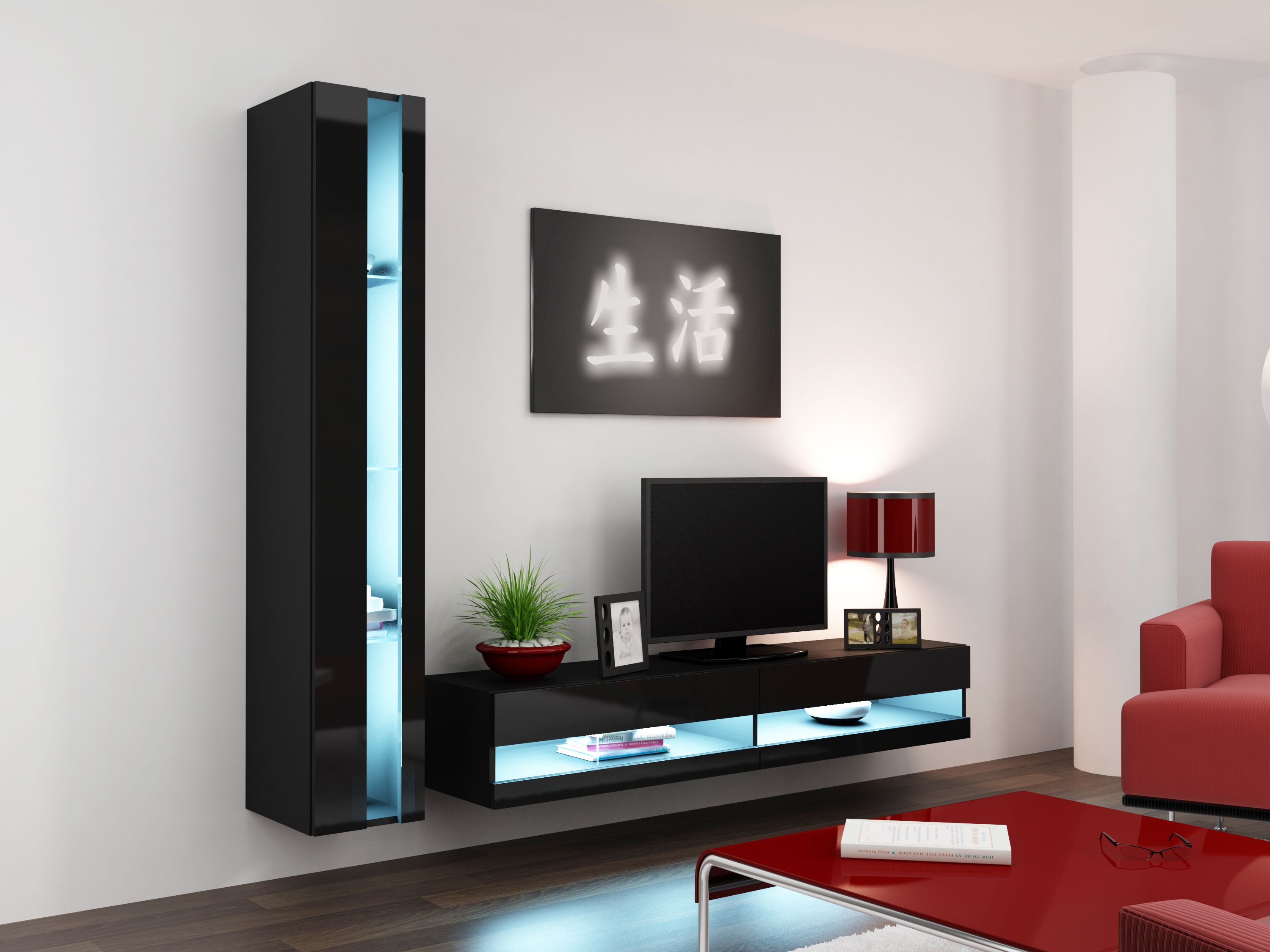 Cama TV stand VIGO NEW 30/140/40 black/black gloss_4