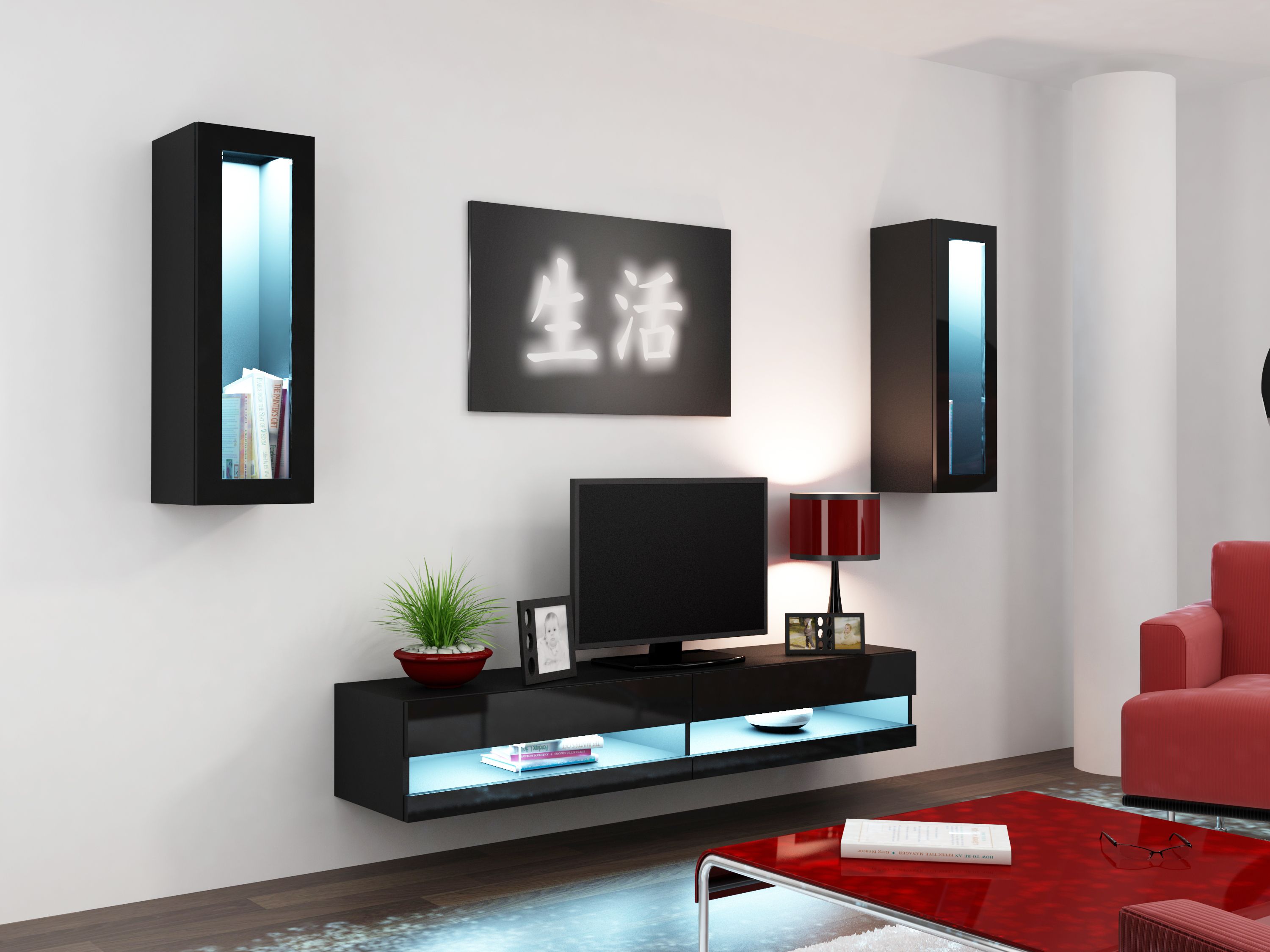 Cama TV stand VIGO NEW 30/140/40 black/black gloss_5