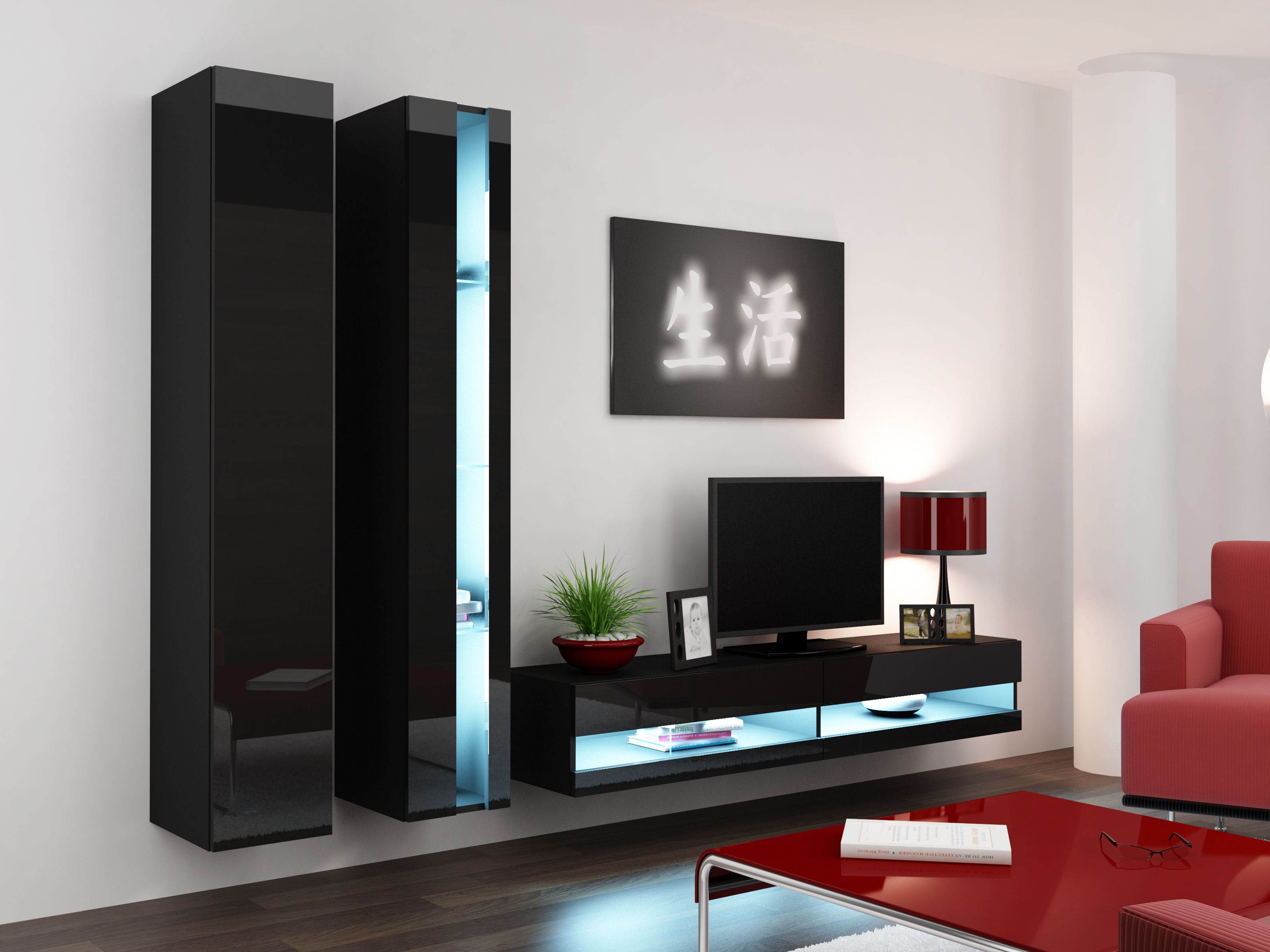 Cama TV stand VIGO NEW 30/140/40 black/black gloss_7