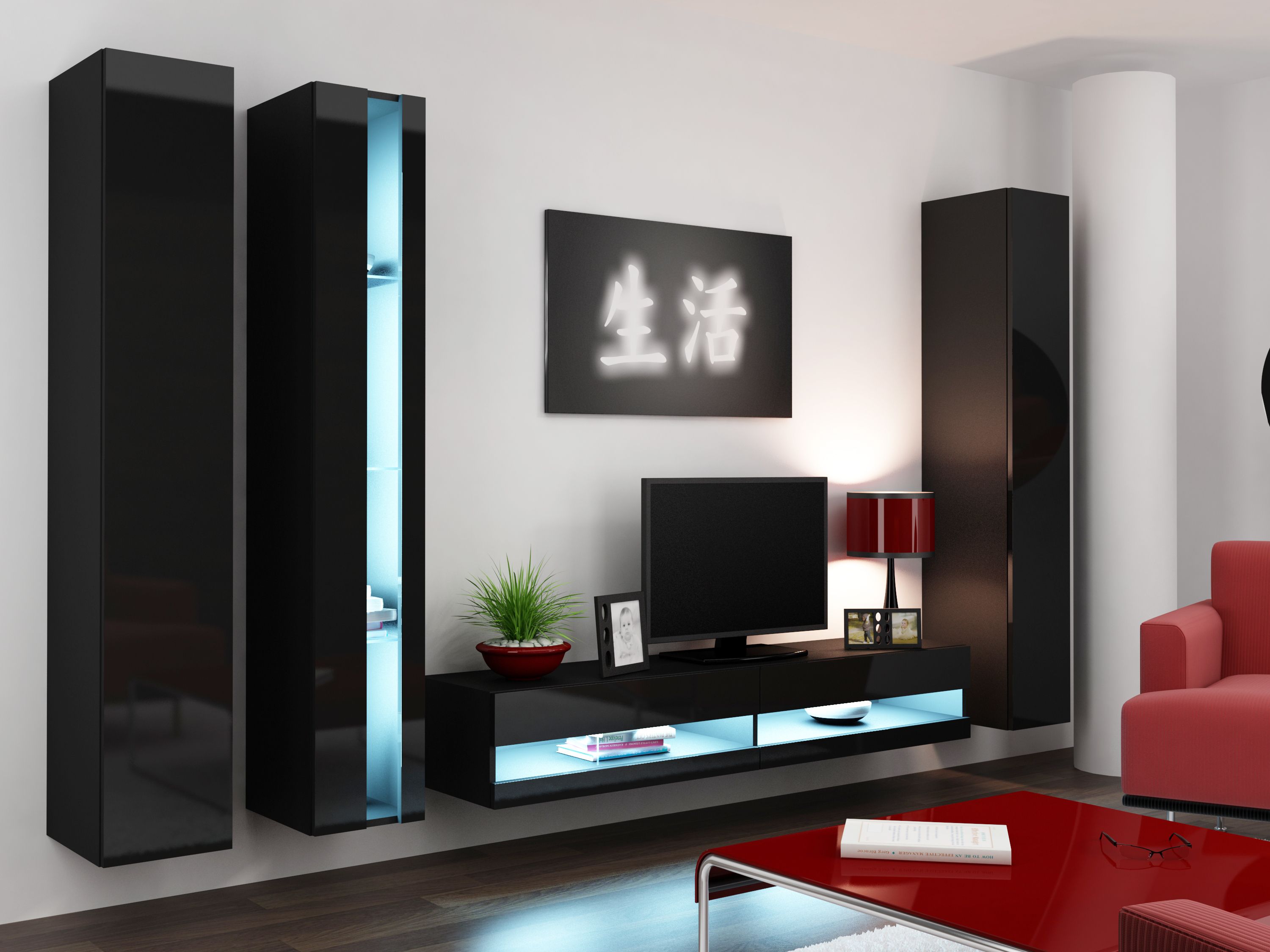 Cama TV stand VIGO NEW 30/140/40 black/black gloss_8
