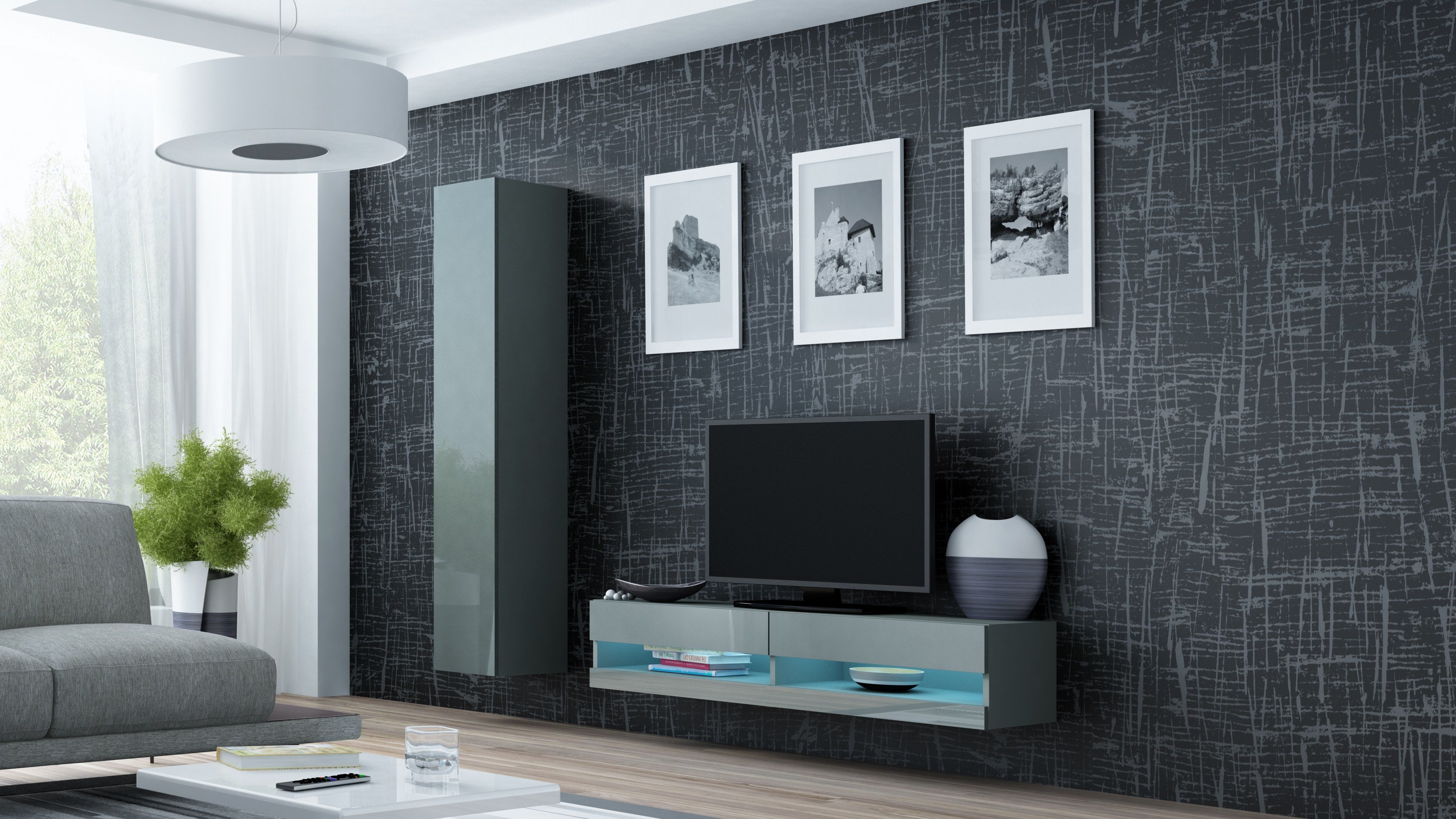 Cama TV stand VIGO NEW 30/140/40 grey/grey gloss_2