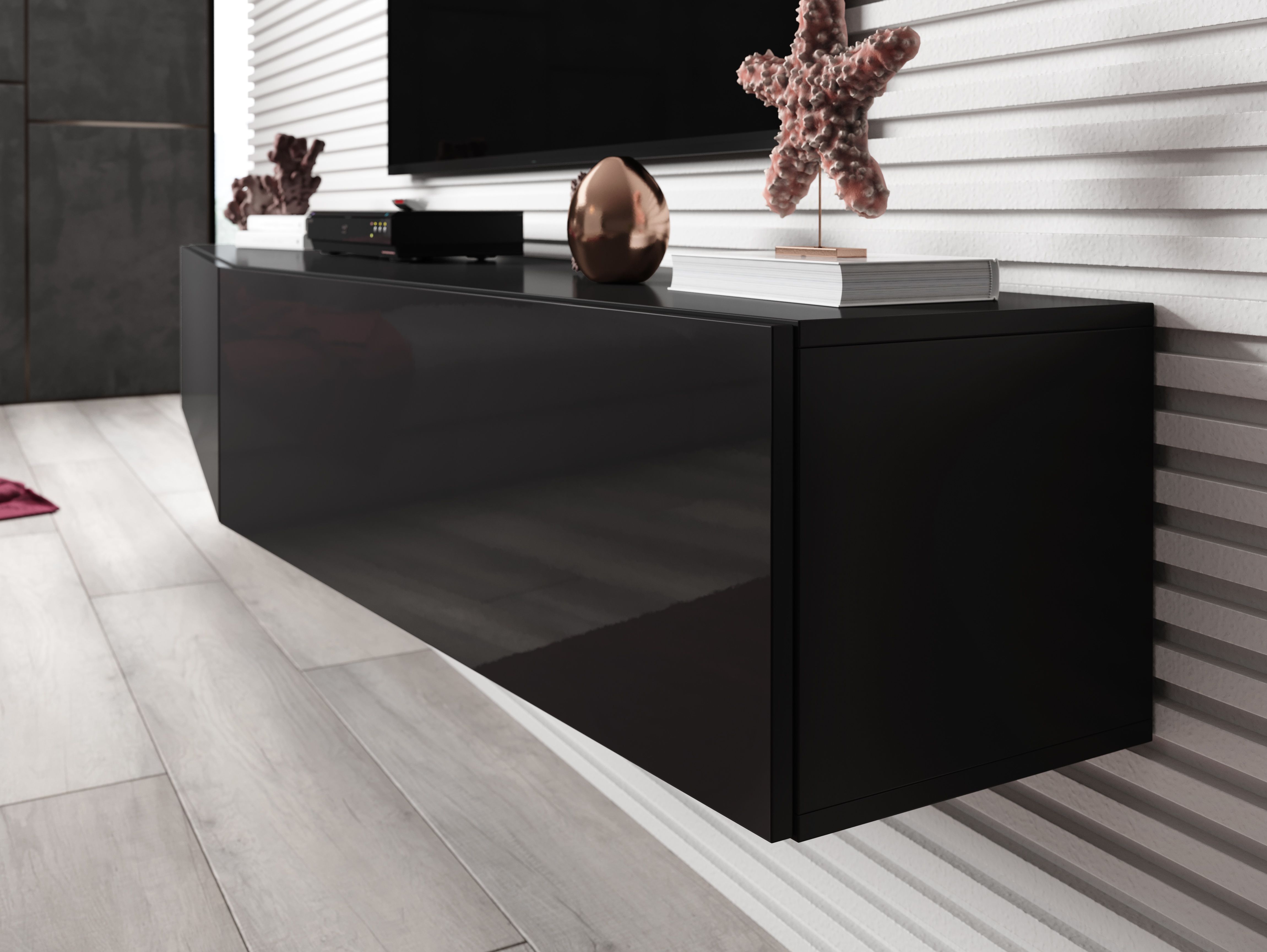Cama TV stand VIGO SLANT 180cm (2x90) black/black gloss_3