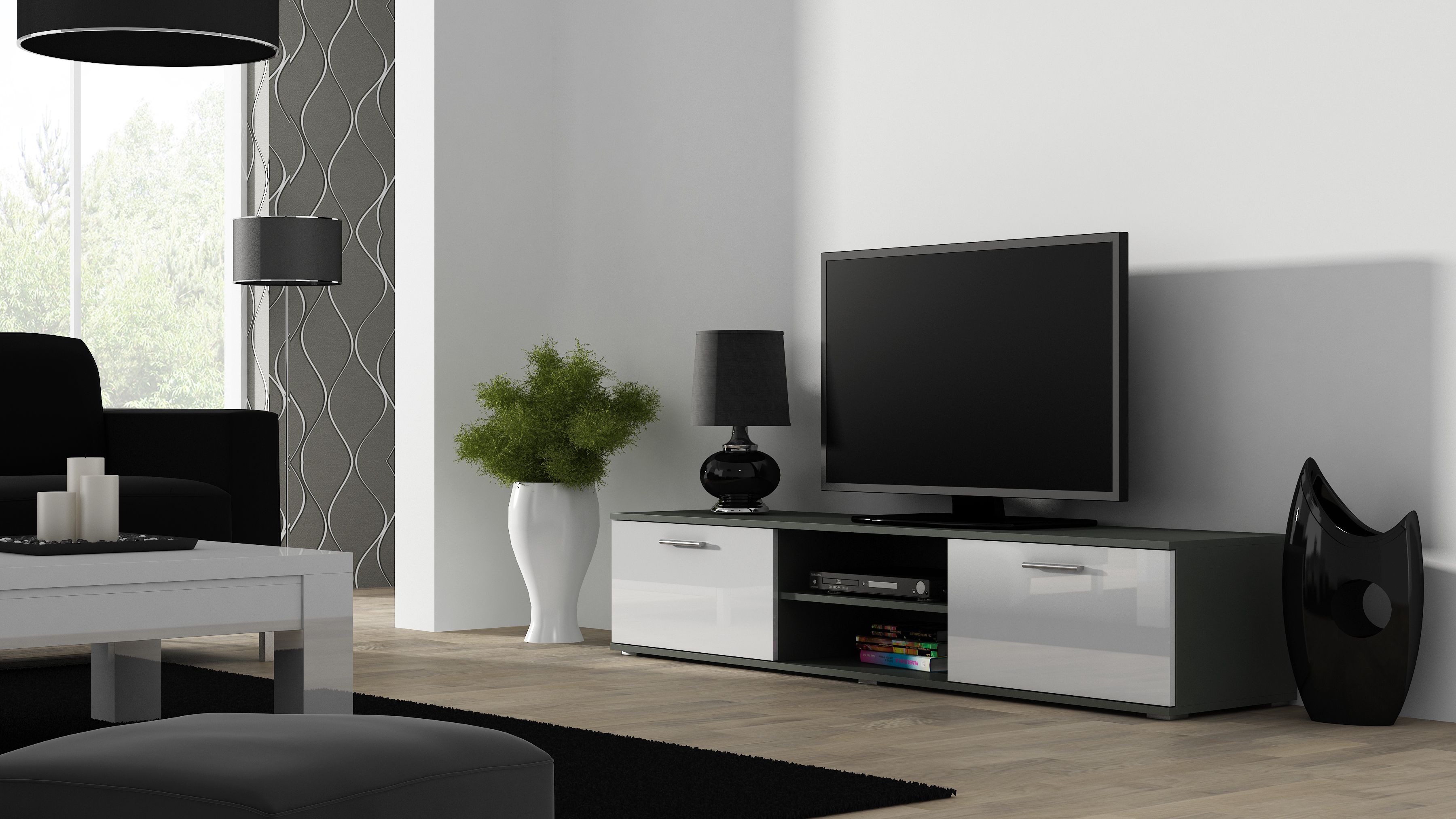Cama TV stand SOHO 180 grey/white gloss_1
