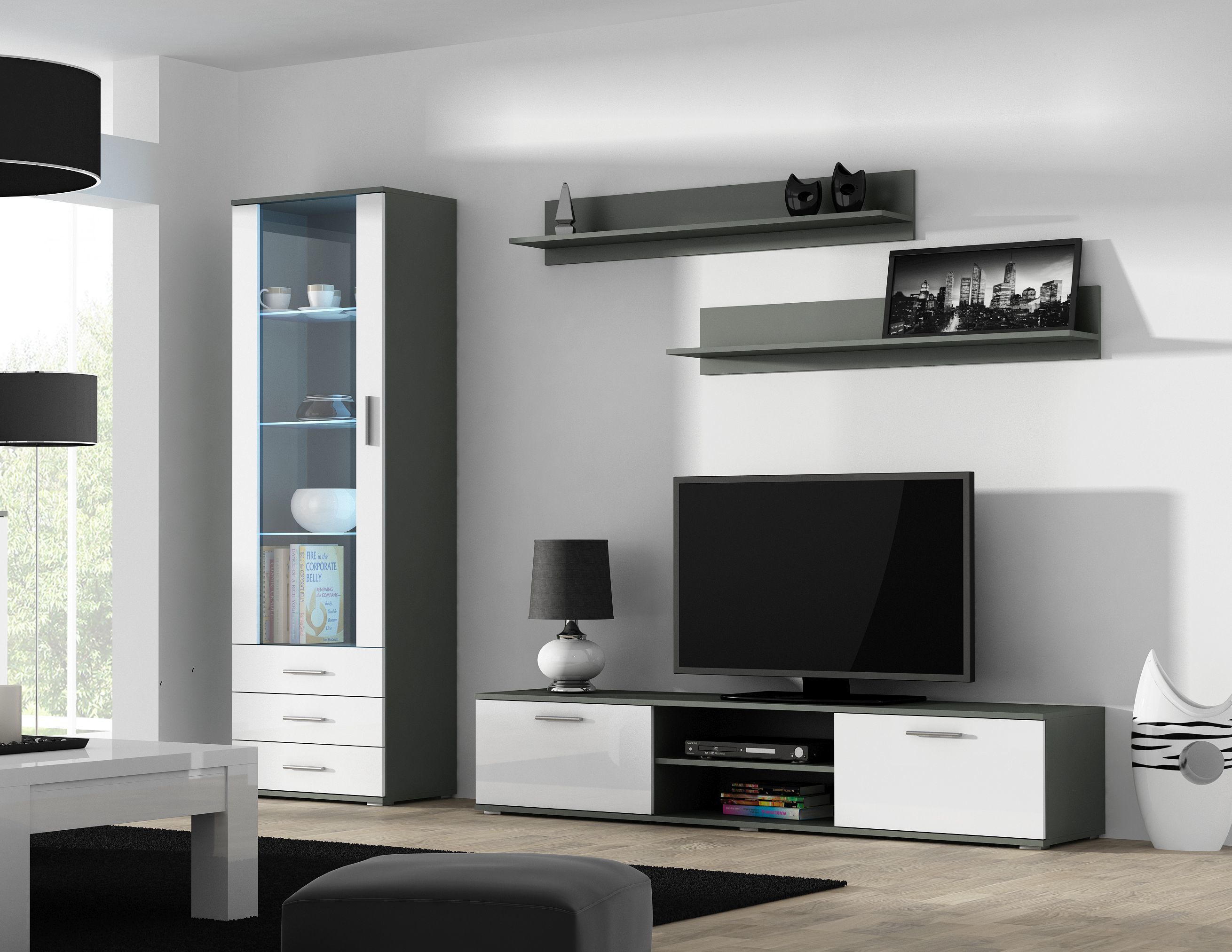 Cama TV stand SOHO 180 grey/white gloss_3