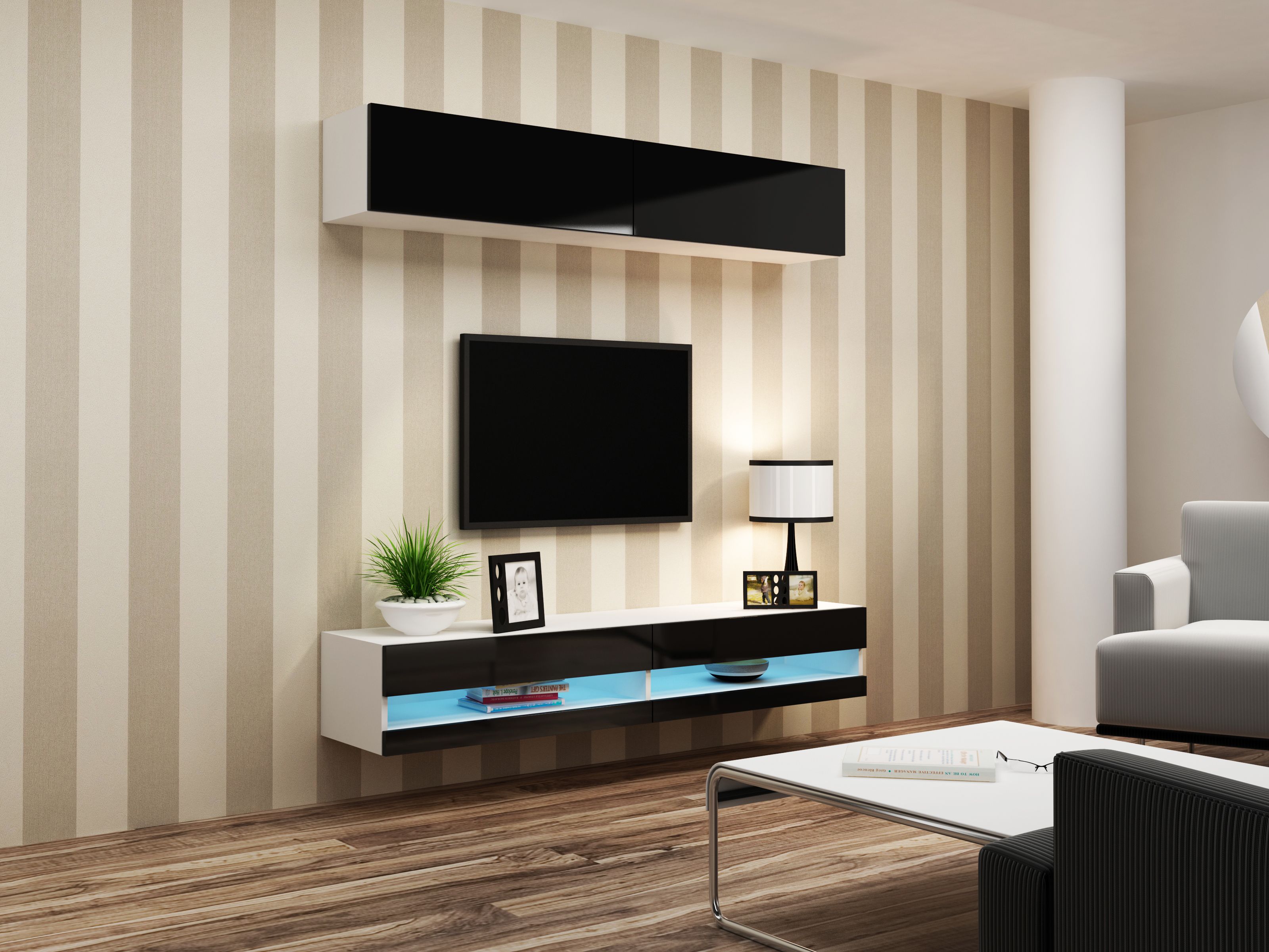 Cama TV stand VIGO NEW 30/140/40 white/black gloss_7