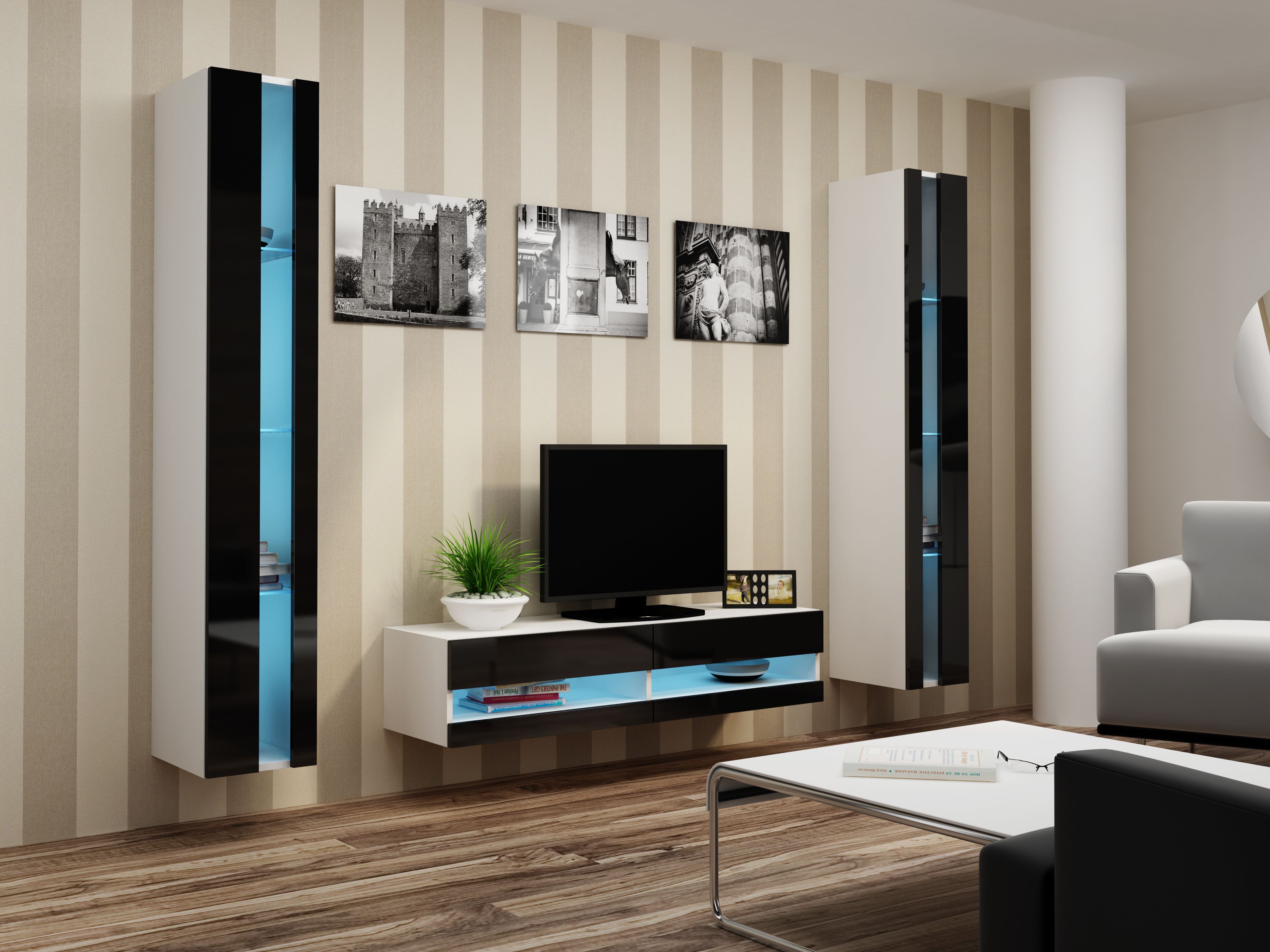 Cama TV stand VIGO NEW 30/140/40 white/black gloss_9