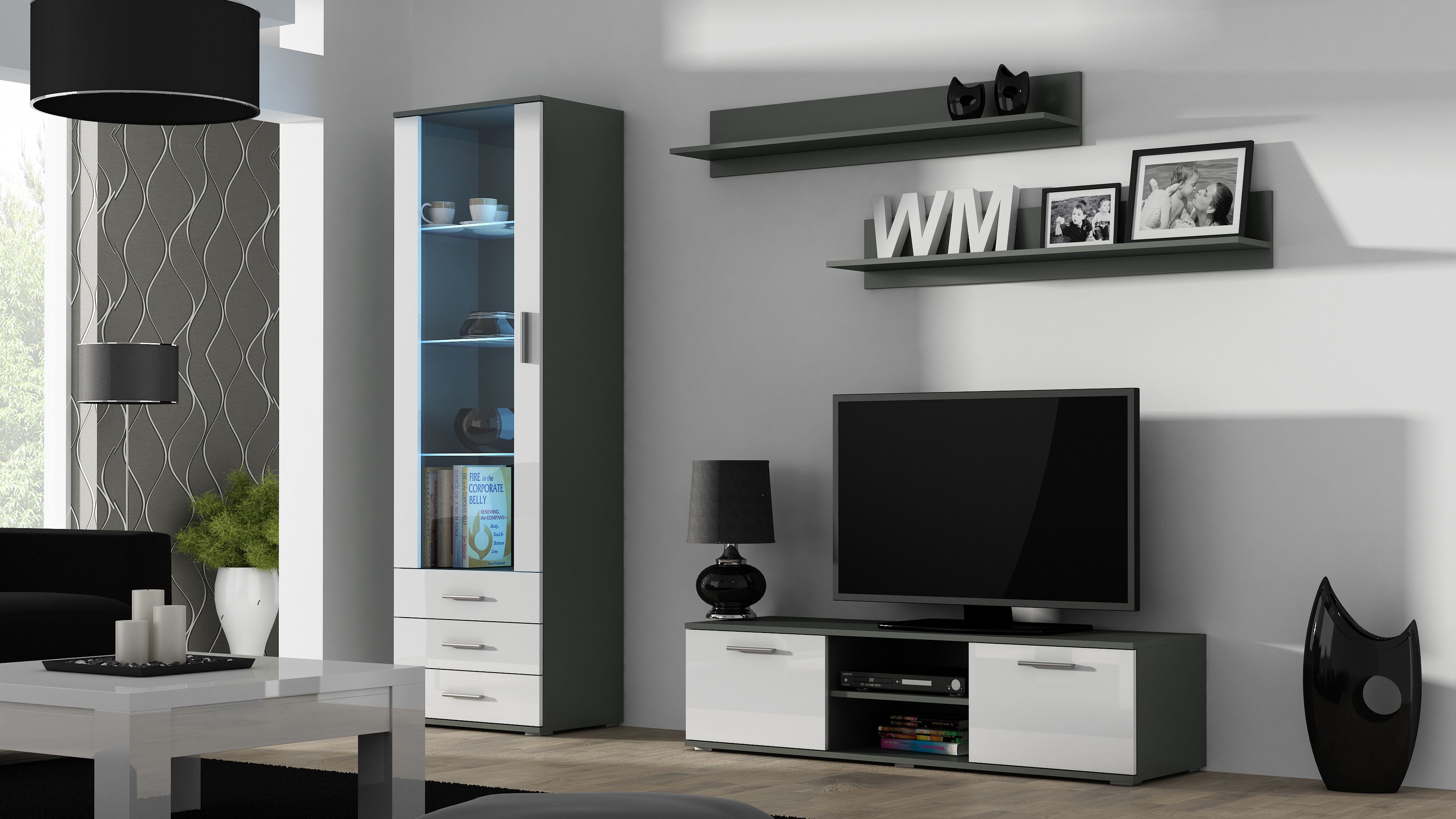 Cama TV stand SOHO 140 grey/white gloss_2