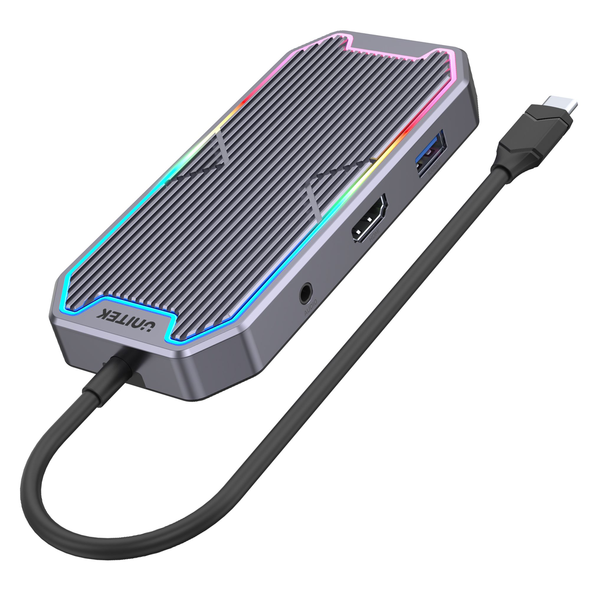 Unitek Hub USB-C, HDMI 2.0, RJ45, 3,5mm,100W 10Gbps_3