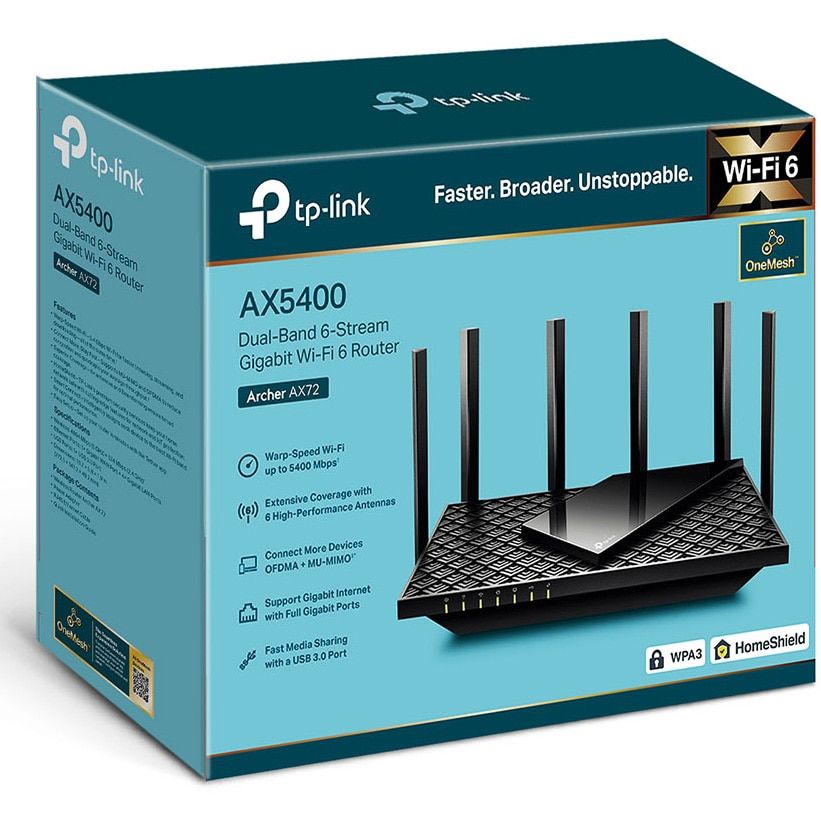 TP-LINK Archer AX72 wireless router Gigabit Ethernet Dual-band (2.4 GHz / 5 GHz) Black_1