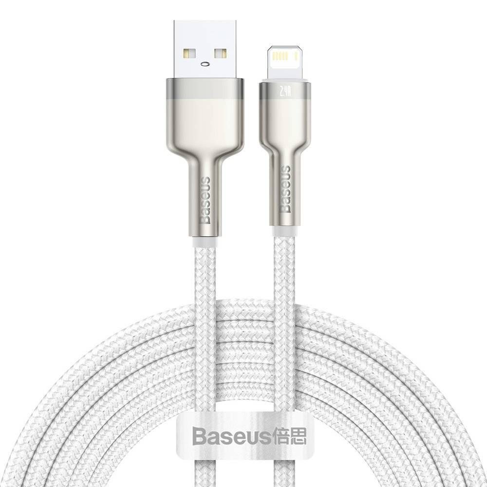 CABLU alimentare si date Baseus Cafule Metal, Fast Charging Data Cable pt. smartphone, USB la Lightning Iphone 2.4A, 2m, alb 