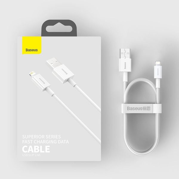 CABLU alimentare si date Baseus Superior, Fast Charging Data Cable pt. smartphone, USB la Lightning Iphone 2.4A, 0.25m, alb 