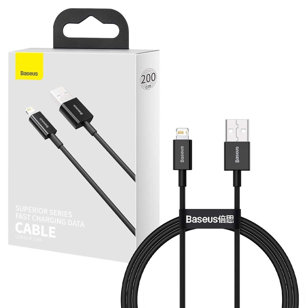 CABLU alimentare si date Baseus Superior, Fast Charging Data Cable pt. smartphone, USB la Lightning Iphone 2.4A, 2m, negru 