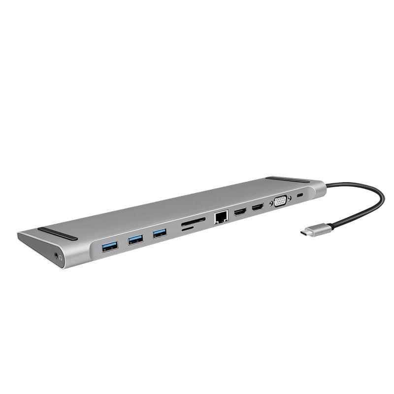 DOCKING Station LOGILINK universal, conectare PC USB 3.1, USB 3.0 x 3, porturi video VGA x 1, HDMI x 2, RJ-45, card reader, PD 3.0 pana la 100W, argintiu, 