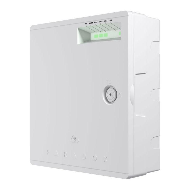 Sursa de alimentare supervizata in comutatie, putere totala 75W, alimentare 100-240Vac cu acumulator de back-up de 13.8Vdc si iesire auxiliara de 15 Vdc cu protectie la supraconsum • comutator antisabotaj pe placa • operare in mod stand alone sau supervizare via Bus • permite o incarcare_1