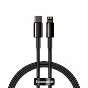 CABLU alimentare si date Baseus Tungsten Gold, Fast Charging Data Cable pt. smartphone, USB la Lightning Iphone 20W, brodat, 2m, rezistent zgarieturi, negru 