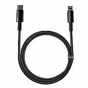 CABLU alimentare si date Baseus Tungsten Gold, Fast Charging Data Cable pt. smartphone, USB la Lightning Iphone 20W, brodat, 2m, rezistent zgarieturi, negru 