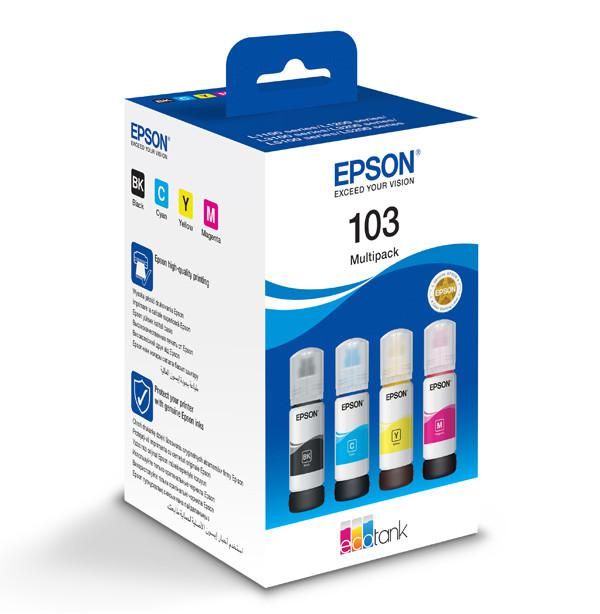Kit cartuse cerneala Epson 103, multipack (cyan,magenta,yellow,black), pentru EcoTank L5296 EcoTank L5290 EcoTank L3266 EcoTank L3260 EcoTank L3256 EcoTank L3251 EcoTank L3250 EcoTank L3211 EcoTank L3210 EcoTank L1250 EcoTank L1210._1