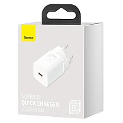 INCARCATOR retea Baseus Super Si, Quick Charge 25W, 1 x USB Type-C 5V/3A, alb 