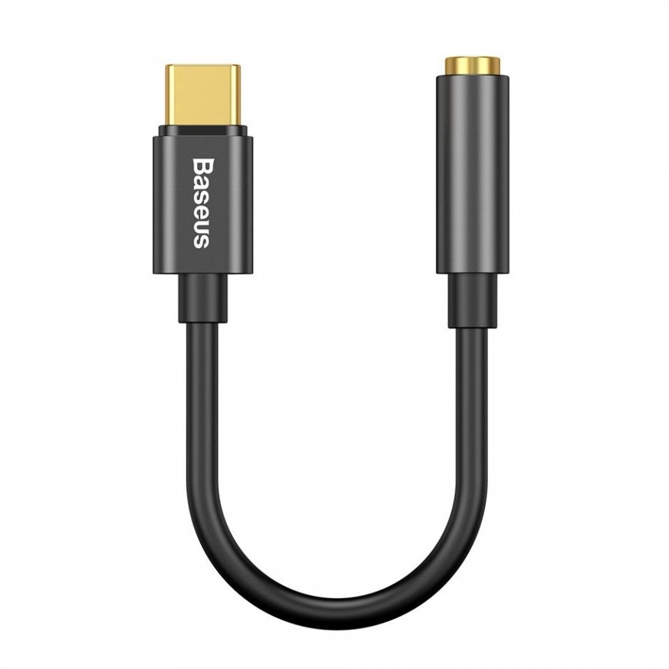 CABLU ADAPTOR Baseus, USB Type-C to Jack 3.5mm, lungime 10.5 cm, negru 