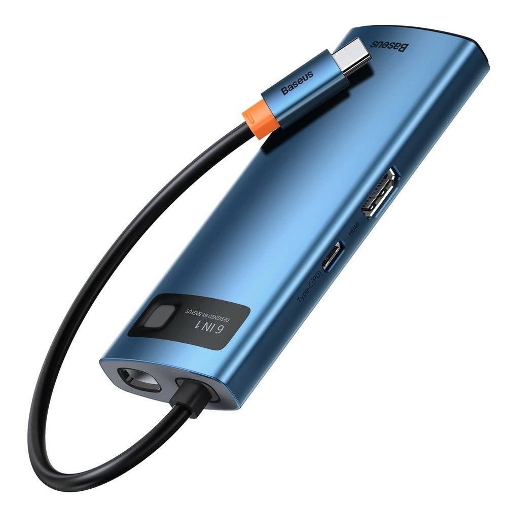 DOCKING Station Baseus Metal Gleam, conectare PC USB Type-C, USB 3.0 x 3, USB Type C x 1 PD 100W 5V / 9V / 14.5V / 20V 5A (Max.), HDMI x 1/4K/60Hz, LED, gri 