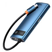 DOCKING Station Baseus Metal Gleam, conectare PC USB Type-C, USB 3.0 x 3, USB Type C x 1 PD 100W 5V / 9V / 14.5V / 20V 5A (Max.), HDMI x 1/4K/60Hz, LED, gri 