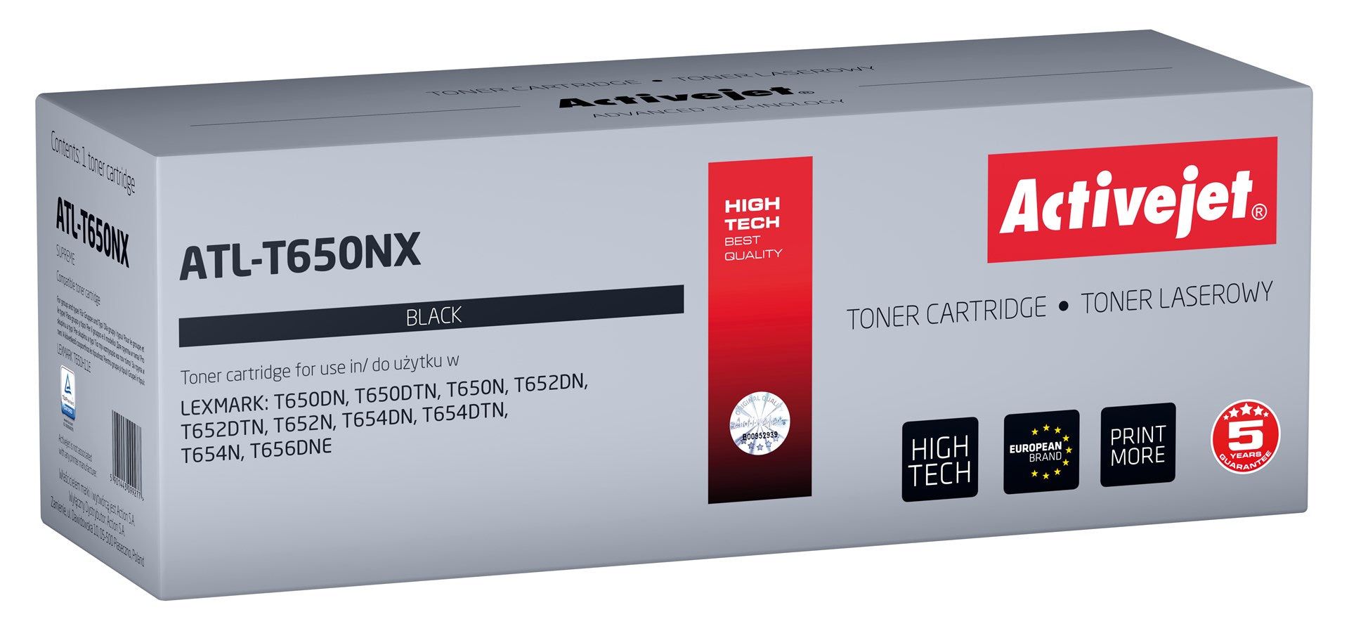 Activejet ATL-T650NX Toner cartridge for Lexmark printers; Replacement Lexmark T650H11E; Supreme; 25000 pages; black_1