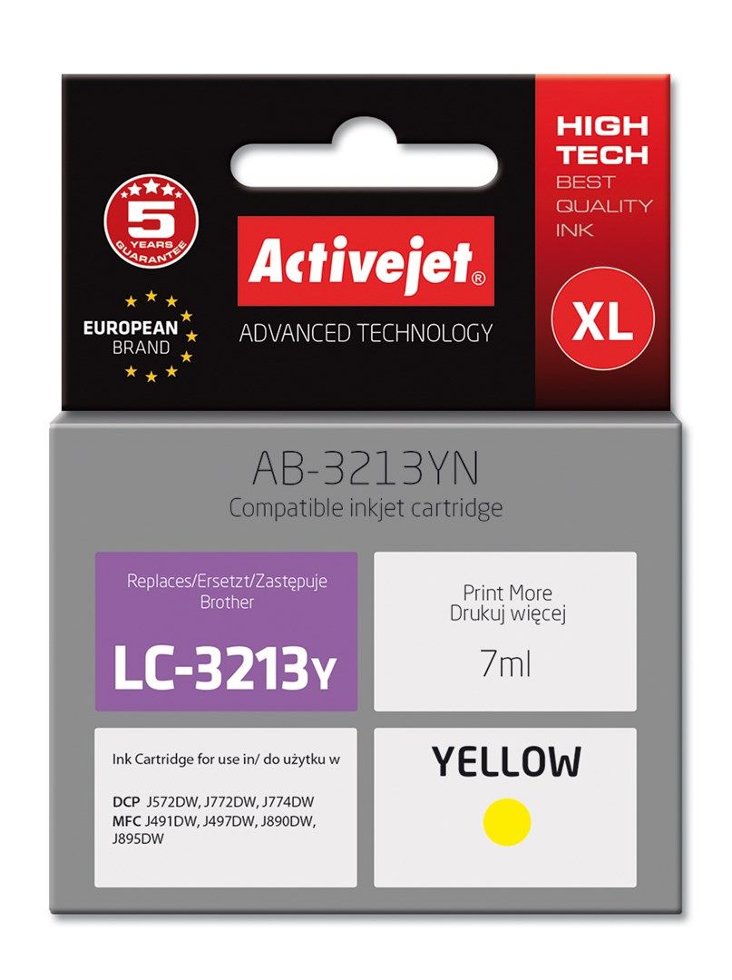 Activejet AB-3213YN printer ink for Brother, Brother LC3213Y replacement; Supreme; 7 ml; yellow_1