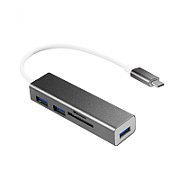 HUB extern LOGILINK, porturi USB: USB 3.0 x 3, USB 3.1 Type C, conectare prin USB 3.2 Type C, cablu 0.1 m, negru, 