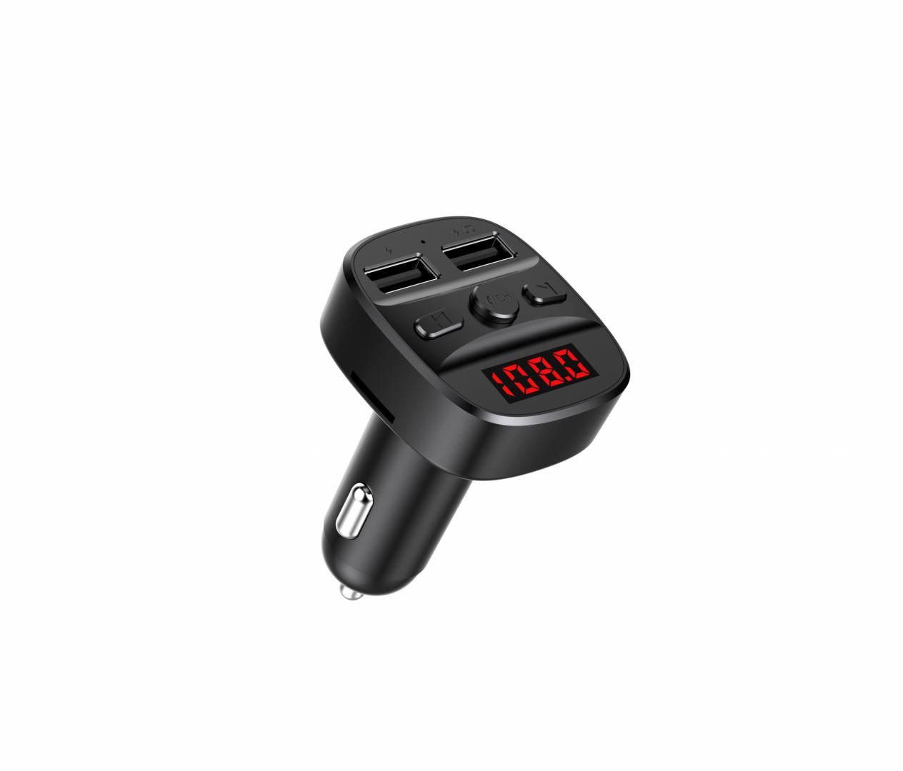 Modulator FM Serioux ABFM60, Bluetooth 5.0 , raza actiune de până la 5 m, voltaj intrare: 1x DC 12V/24V ,2 porturi USB: 1x USB DC5V 2.4A Max 1 x USB audio (pana la 32 GB), slot MicroSD (pana la 32 GB), format muzica: MP3/WMA/WAV, frecvența FM: 87.5MHz - 108.0MHZ, microfon incorporat , functii_7